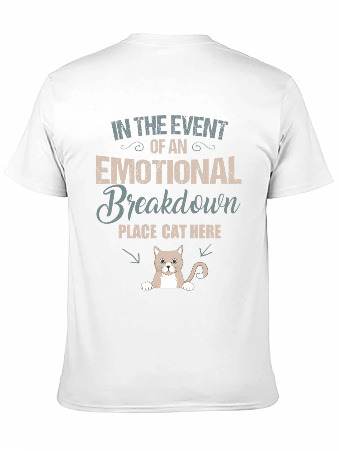 Black Emotional Breakdown Cat Here Graphic Tee view 11