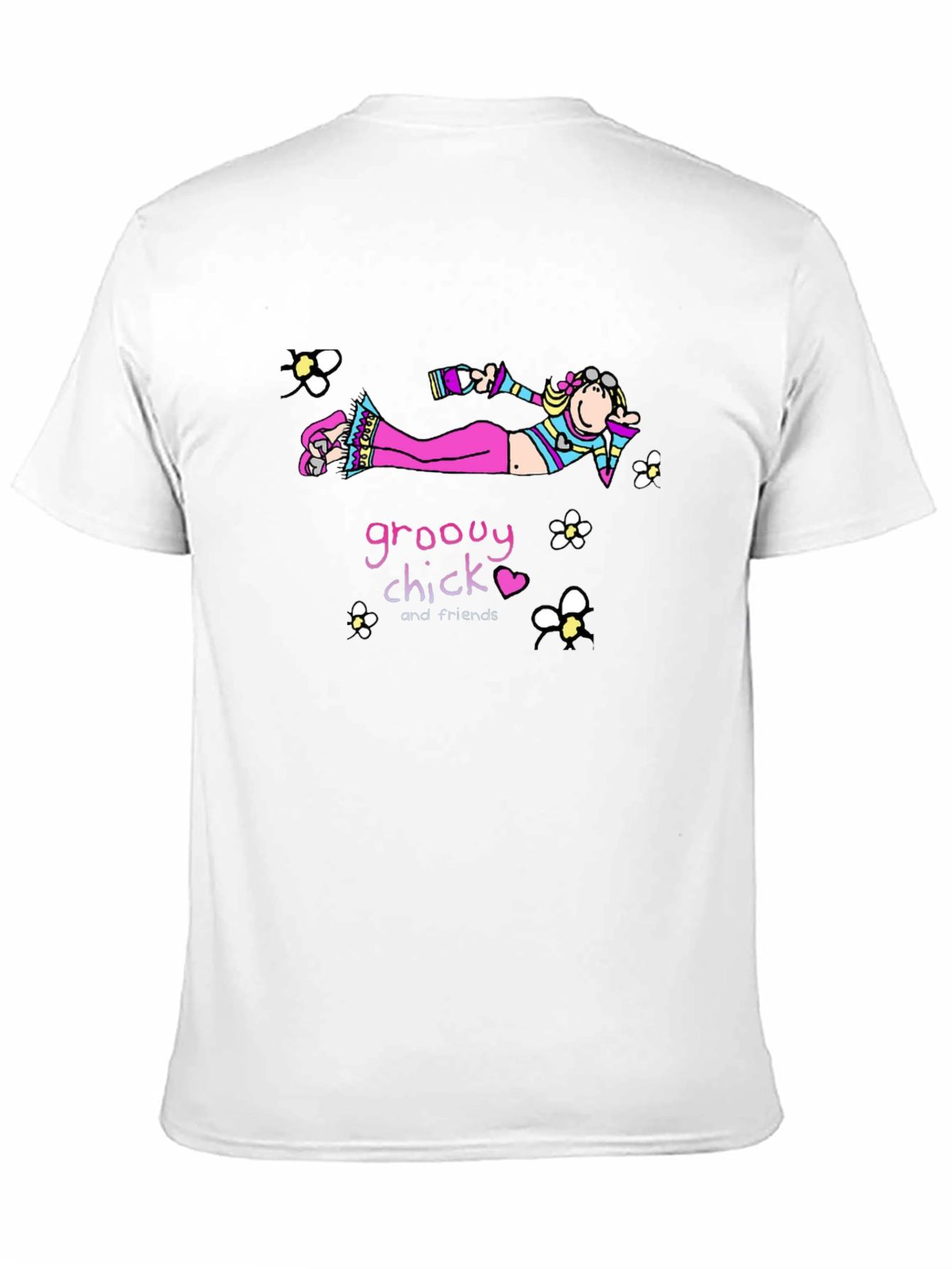 Black Groovy Chick T-Shirt - Black Cotton Tee view 11