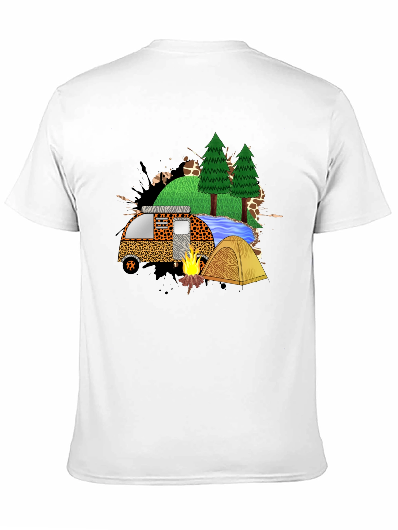 Black Camping Adventure Black Graphic T-Shirt view 11