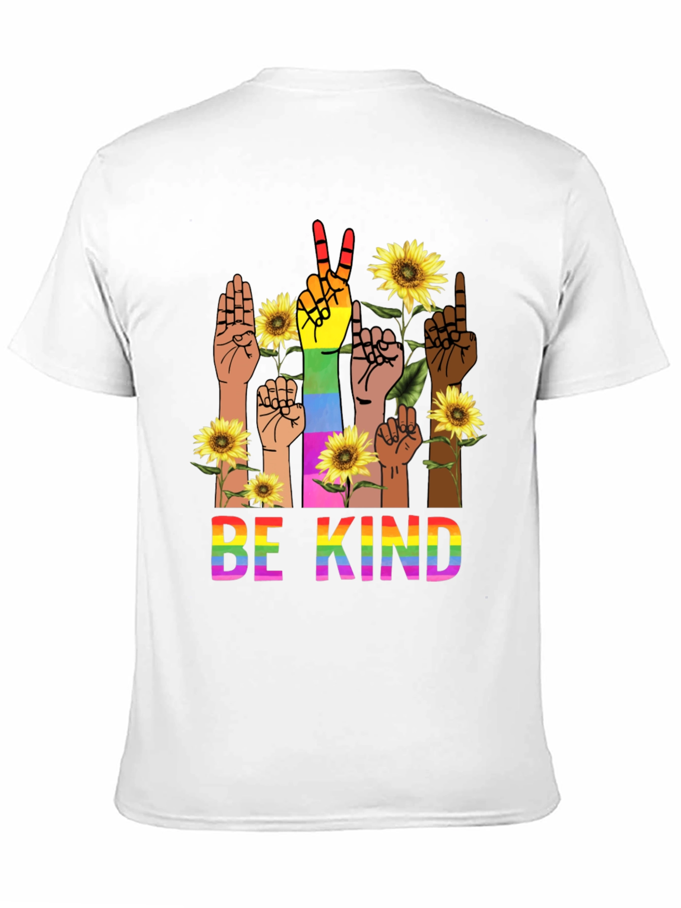 Black Be Kind Rainbow Hands T-Shirt view 11