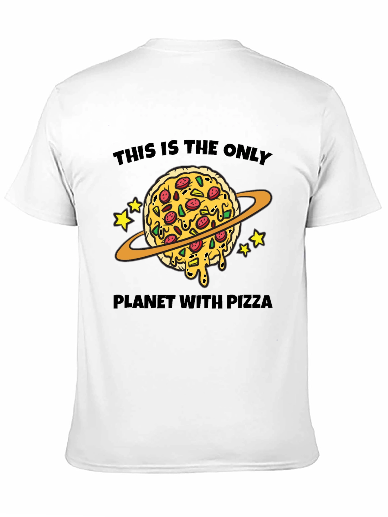 Black Pizza Planet T-Shirt: Space Foodie Tee view 11