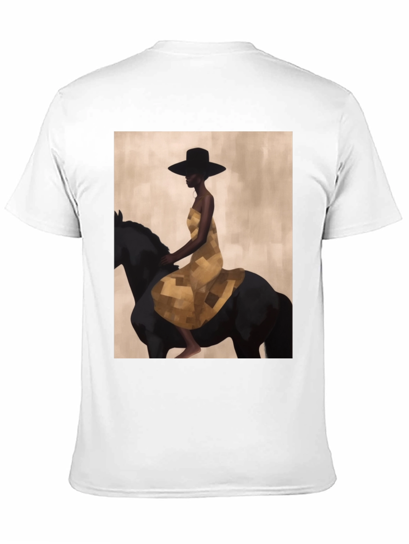Black Black T-Shirt with Woman Riding Horse Design view 11