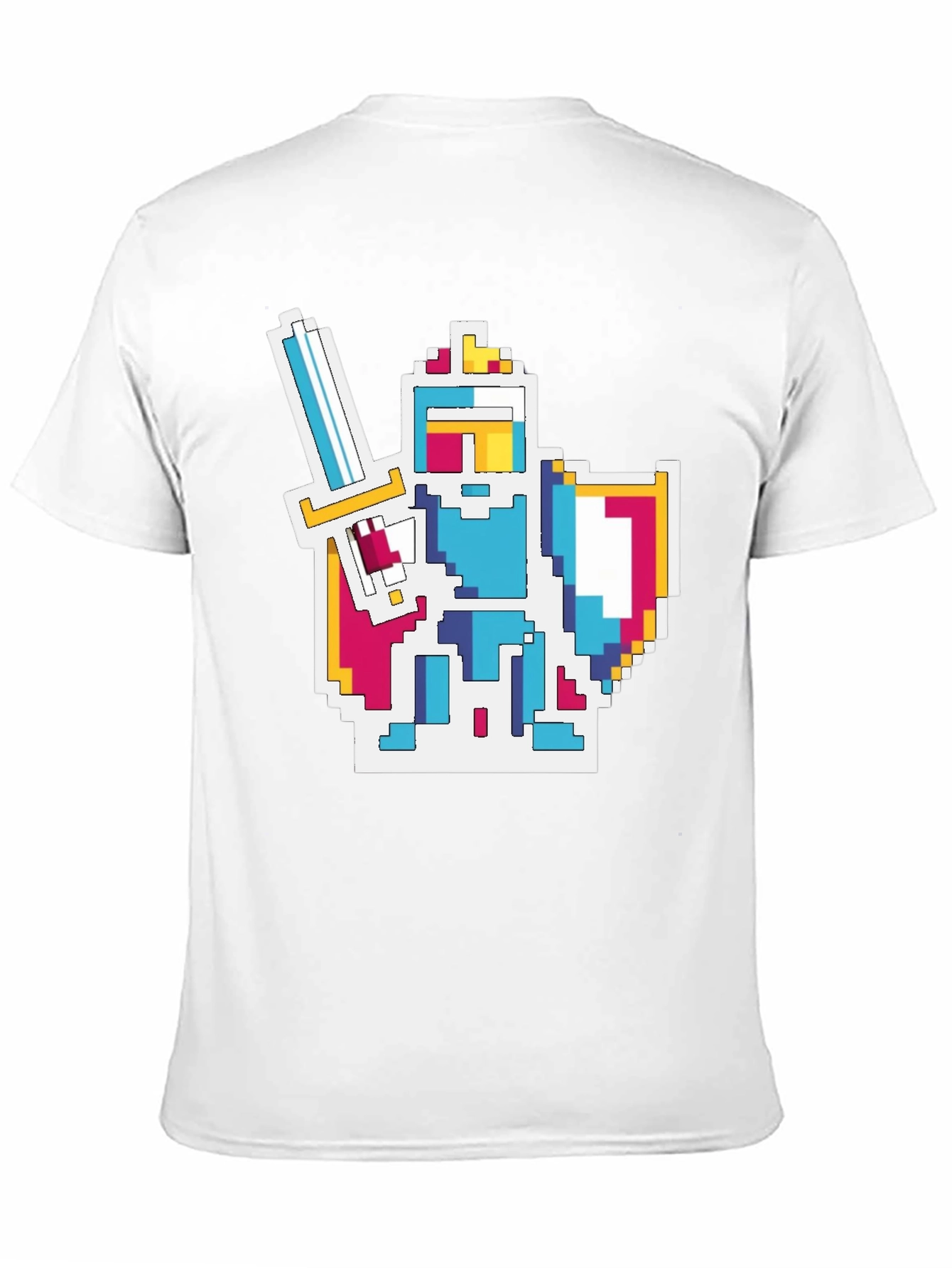 Black Pixel Knight Graphic Tee - Black Cotton Blend T-Shirt view 11