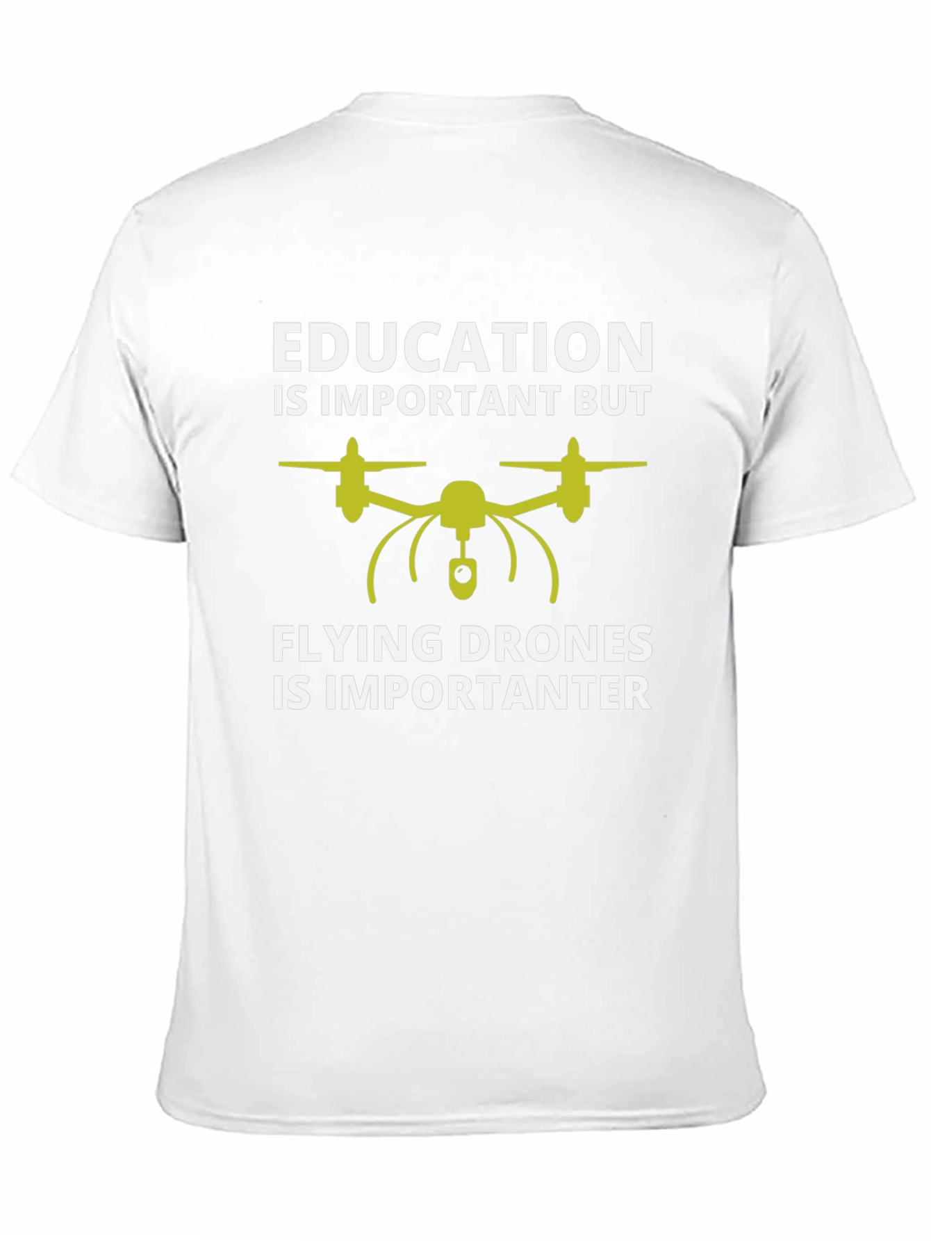 Black Funny Drone Pilot T-Shirt: Education vs Flying Drones view 11