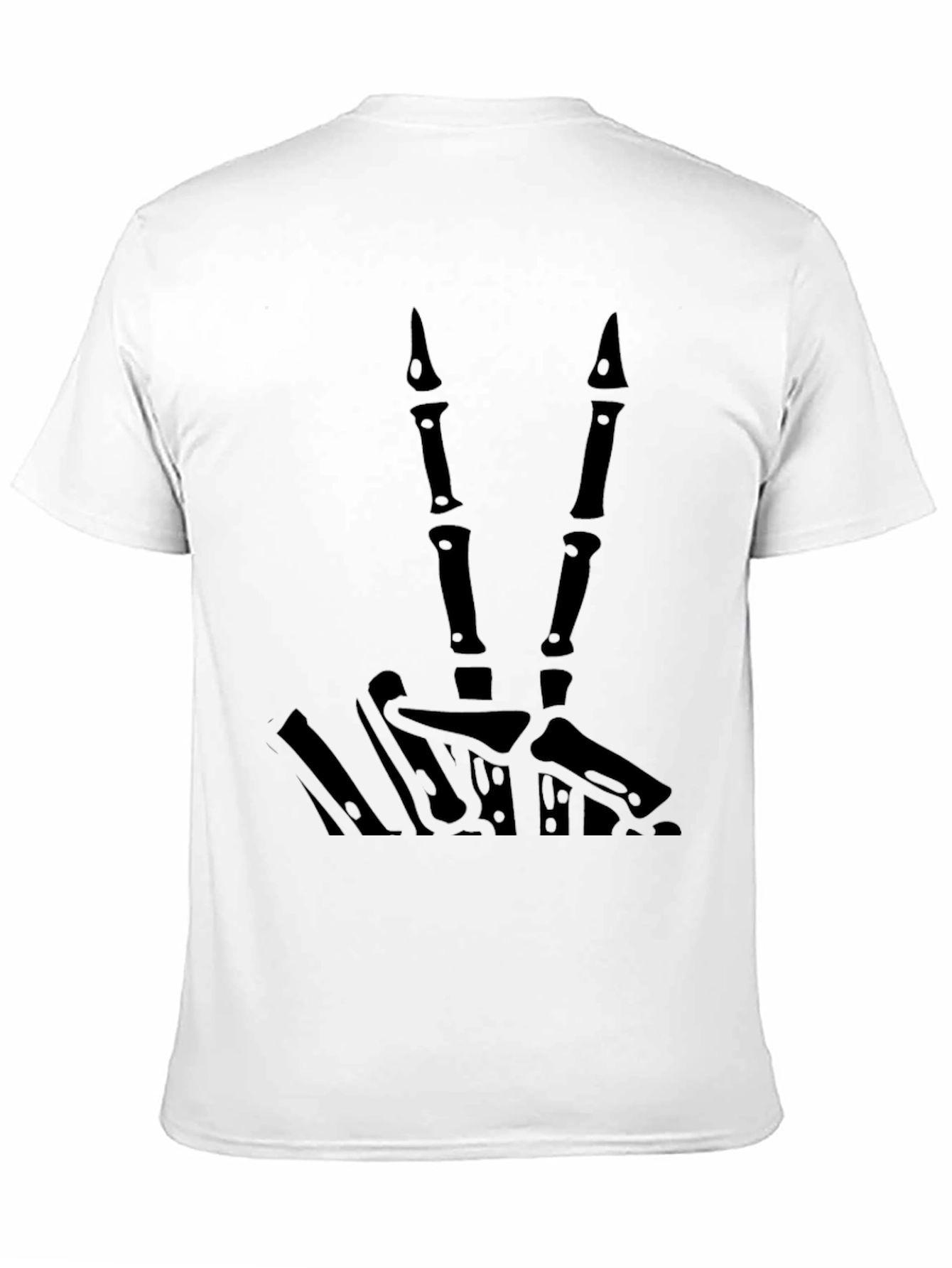Black Skeleton Hand Peace Sign Graphic T-Shirt - Black view 11