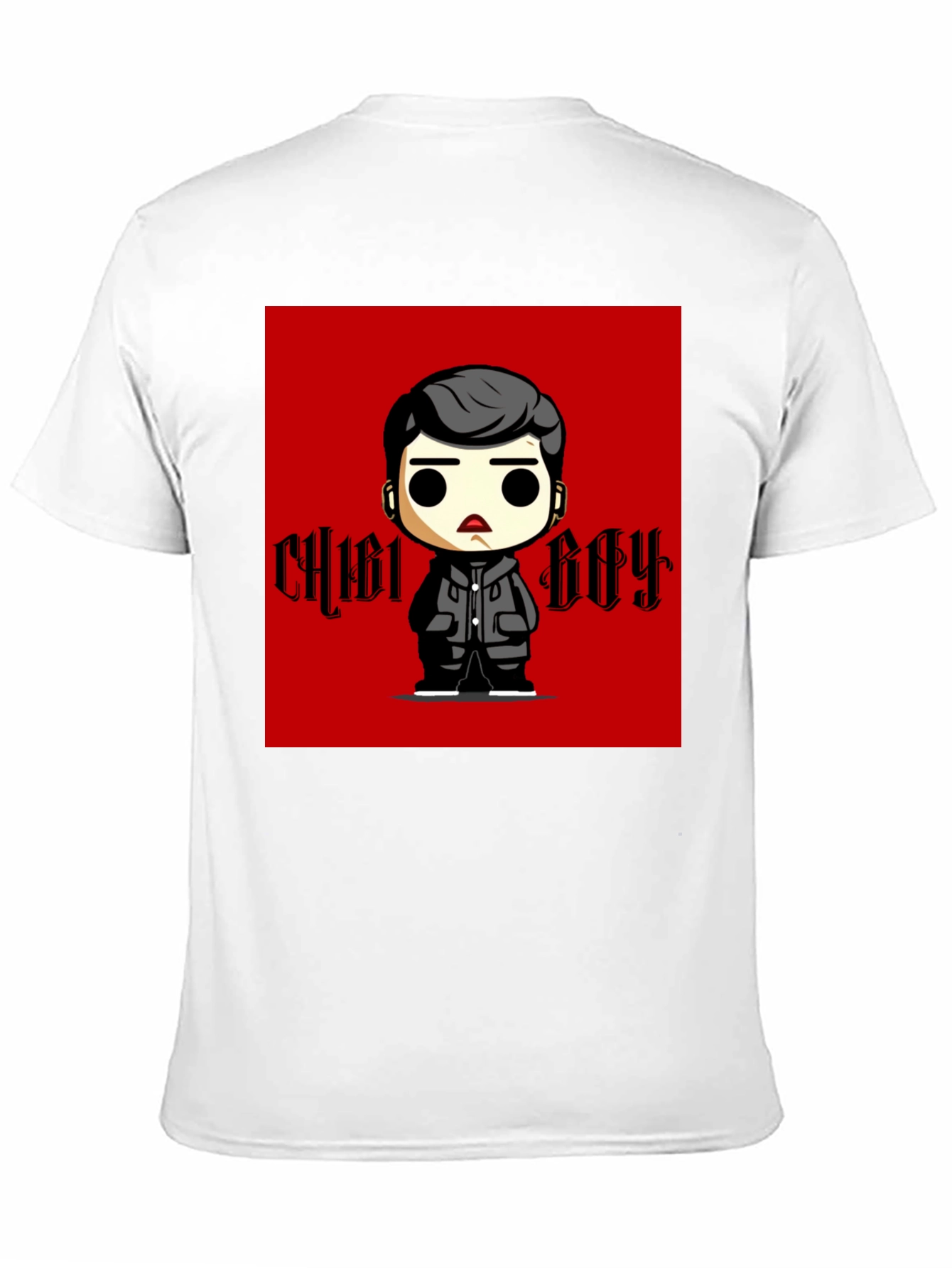 Black Chibi Boy Graphic Tee - Black Cotton T-Shirt view 11