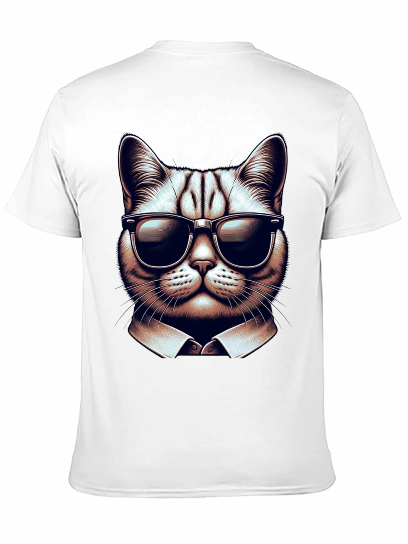Black Cool Cat in Shades Graphic Tee - Black Cotton T-Shirt view 11