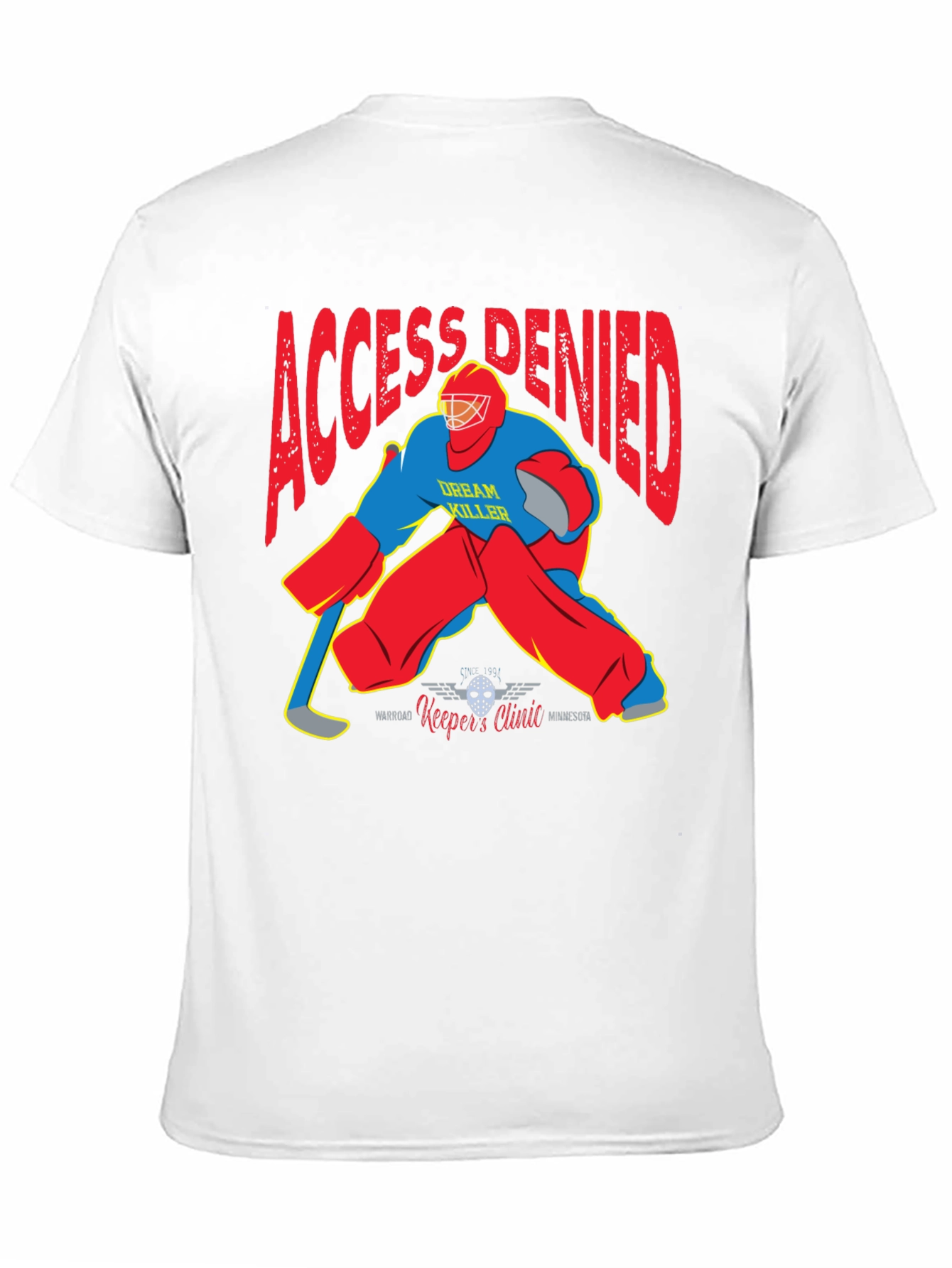 Black Access Denied Hockey Goalie Graphic T-Shirt view 11