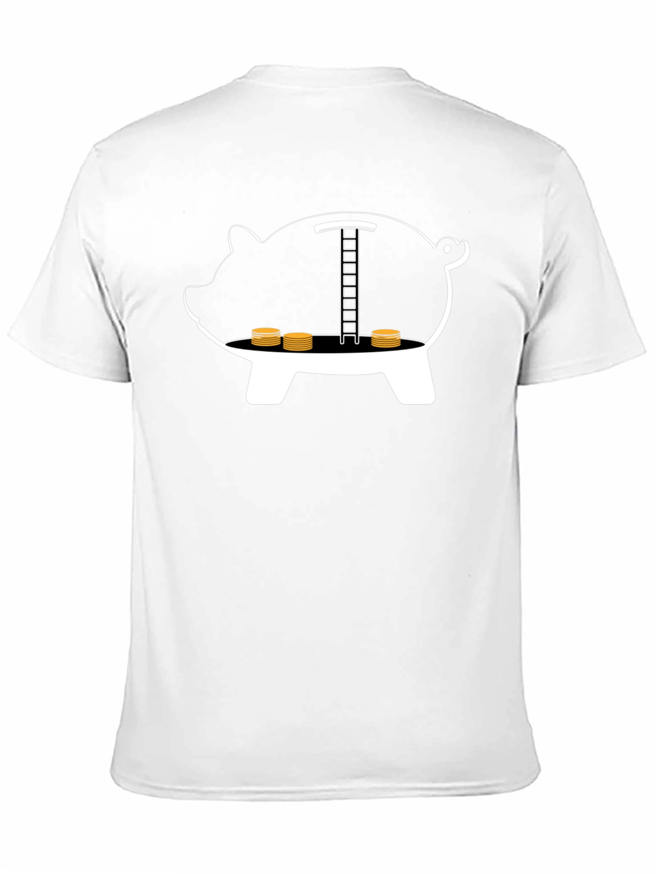 Black Piggy Bank Ladder Funny T-Shirt view 11