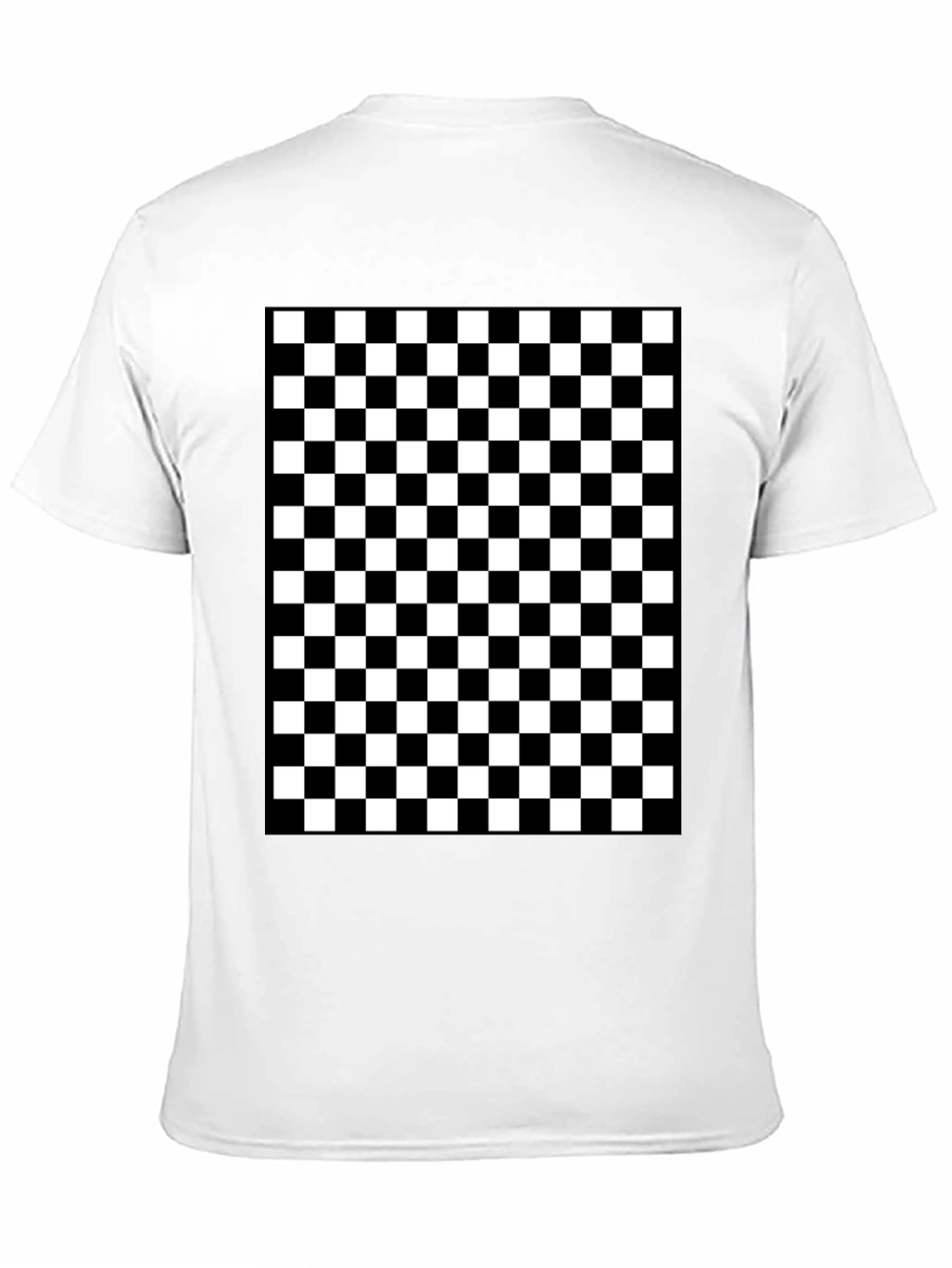 Black Checkered Pattern Black T-Shirt view 11