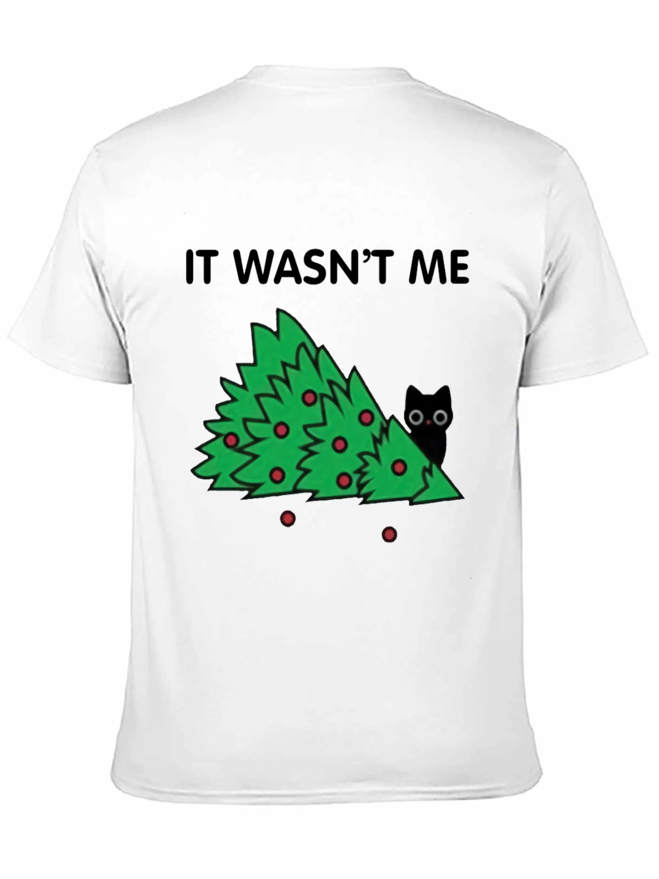 Black It Wasn't Me Christmas Tree Cat T-Shirt view 11