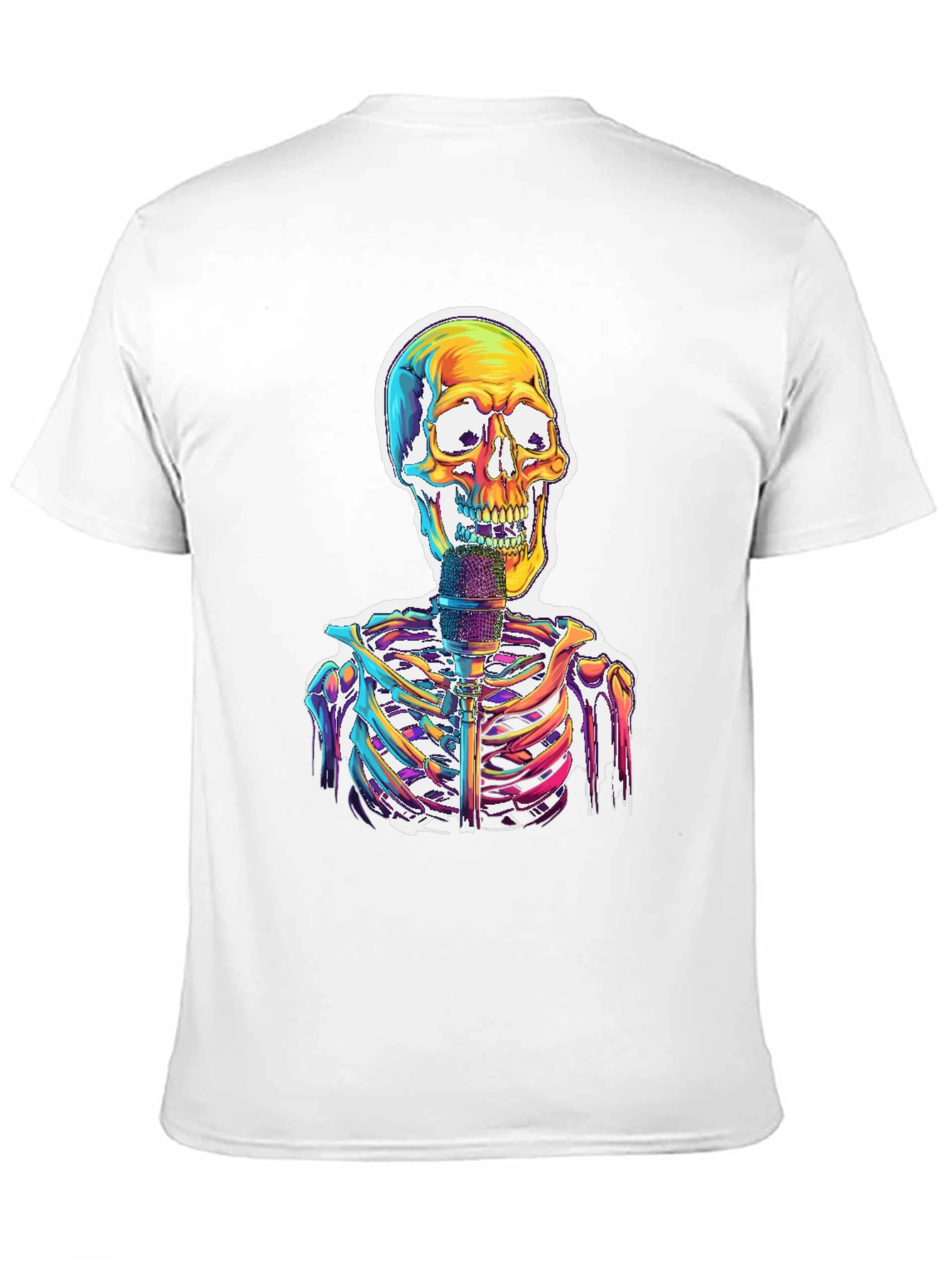 Black Skeleton Singer Graphic Tee - Cool Skull Design view 11