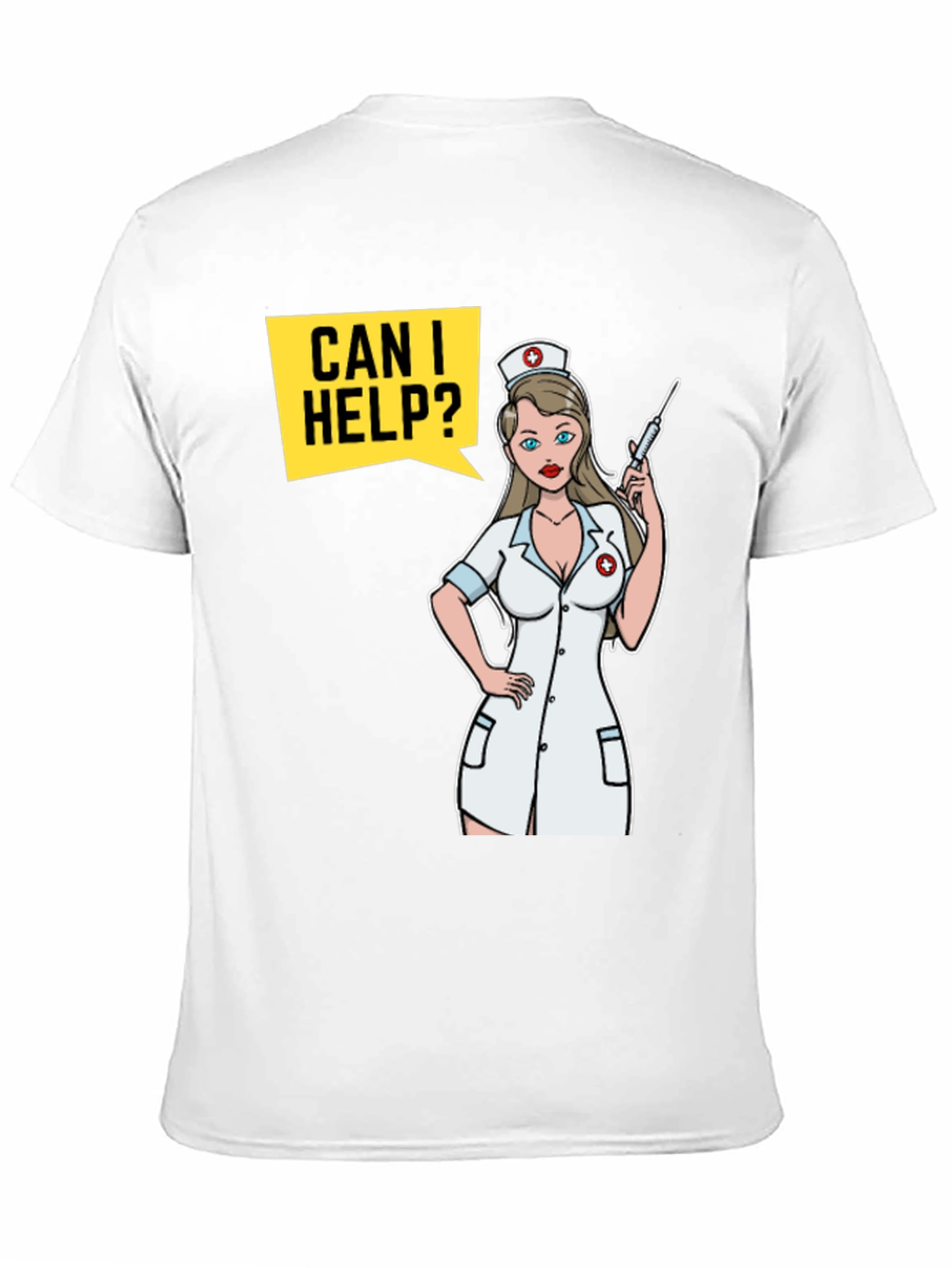 Black Humorous Nurse Cartoon T-Shirt view 11