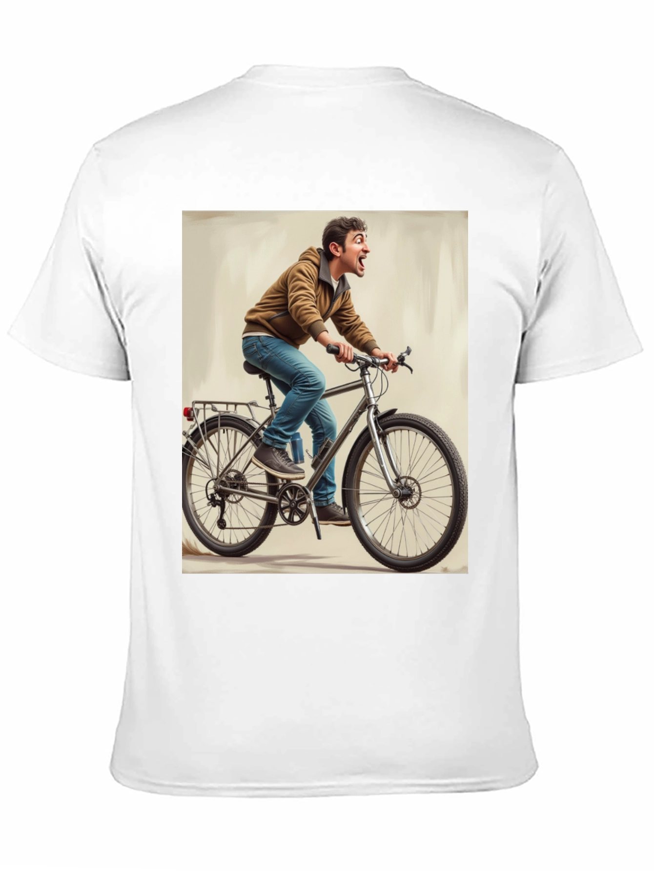 Black Funny Man on Bike Graphic Tee - Black view 11