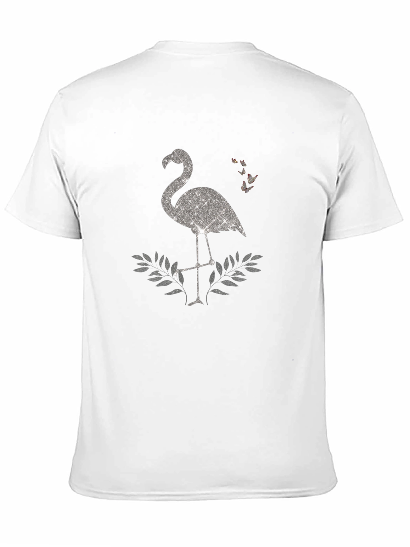 Black Sparkly Flamingo Graphic Tee - Black Cotton Shirt view 11