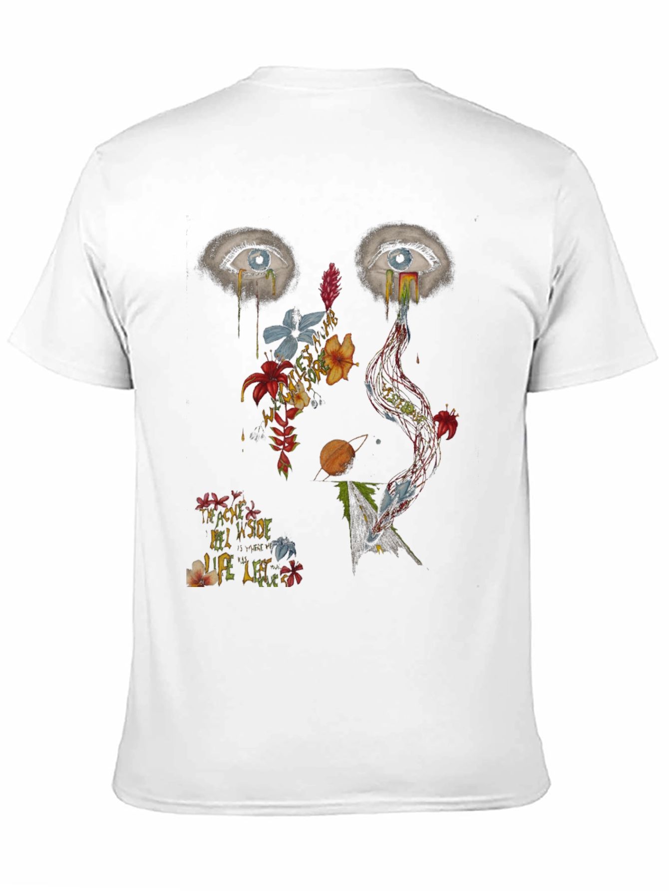 Black Artistic Graphic Print Men's T-Shirt view 11