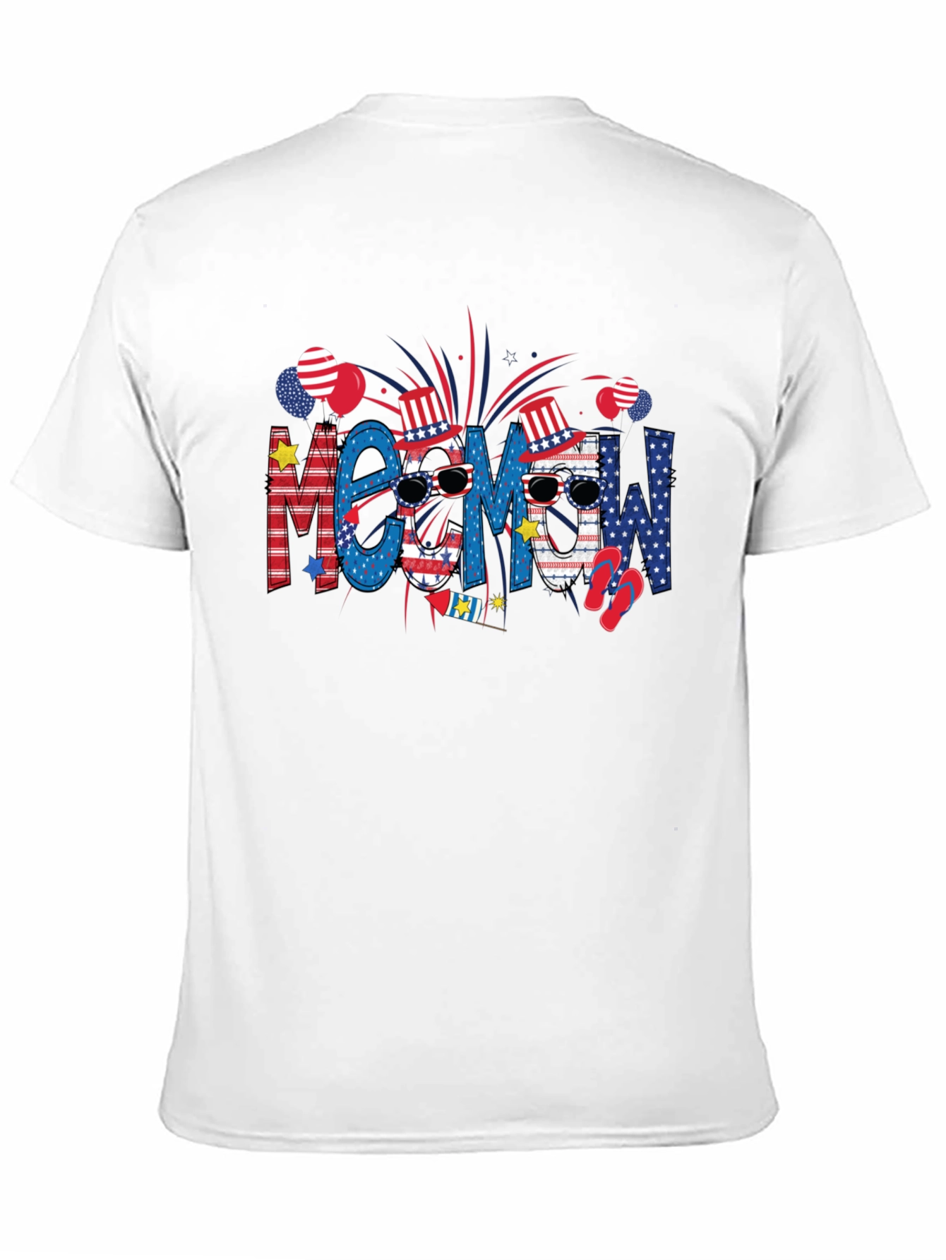 Meow! USA Patriotic T-Shirt - Summer Fourth of July Tee - 11