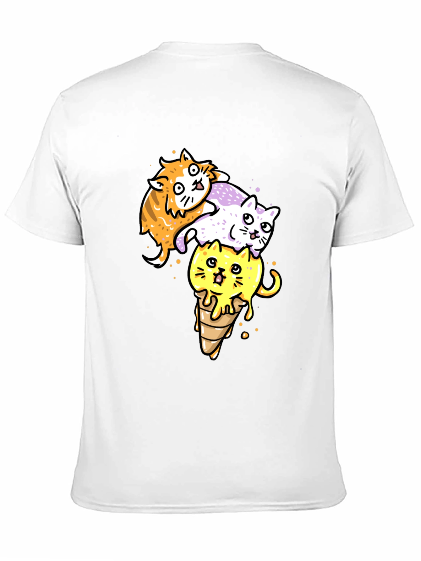 Black Cats Ice Cream T-Shirt, Fun Graphic Tee view 11