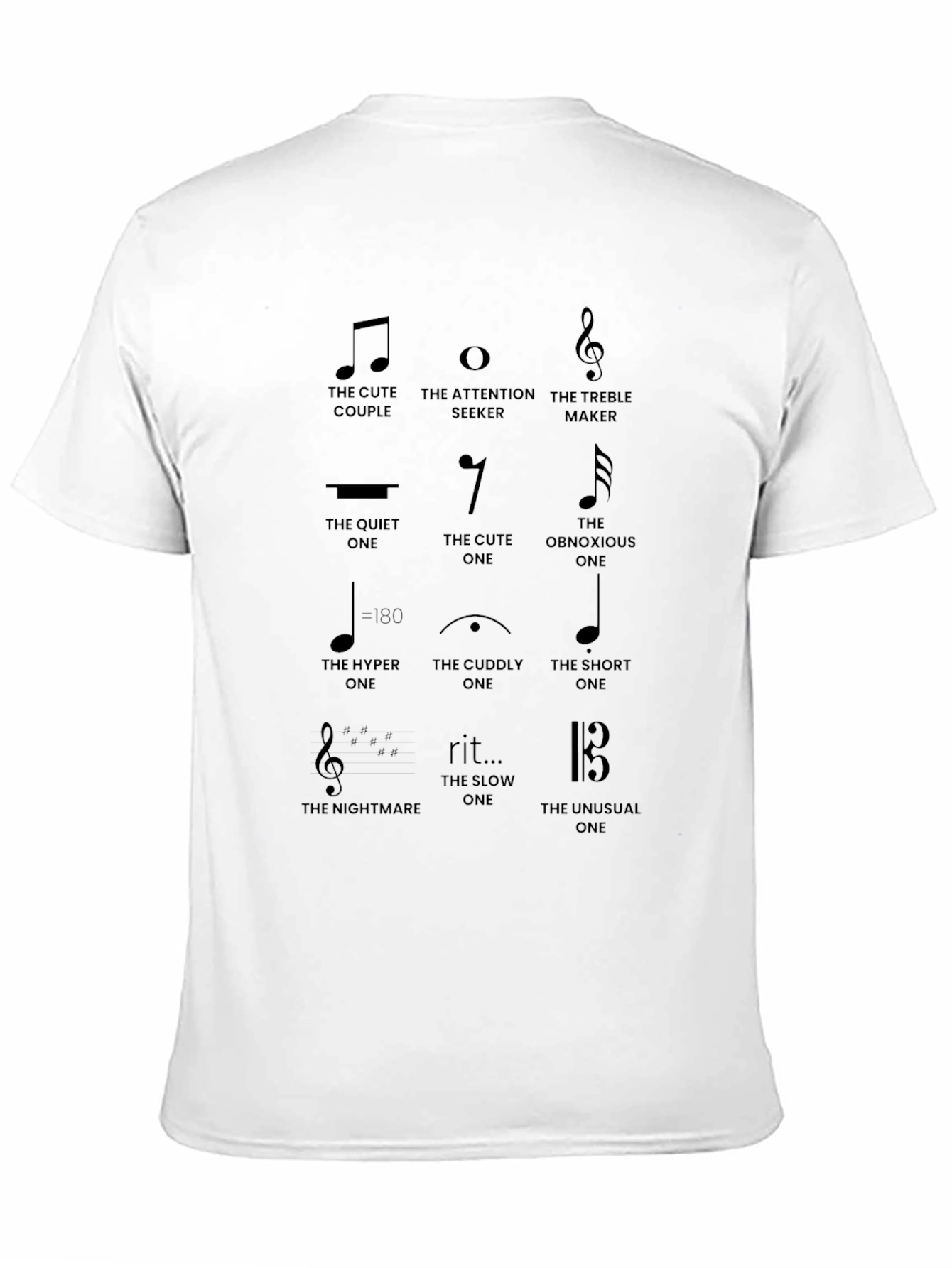 Black Music Note Personality Black T-Shirt view 11