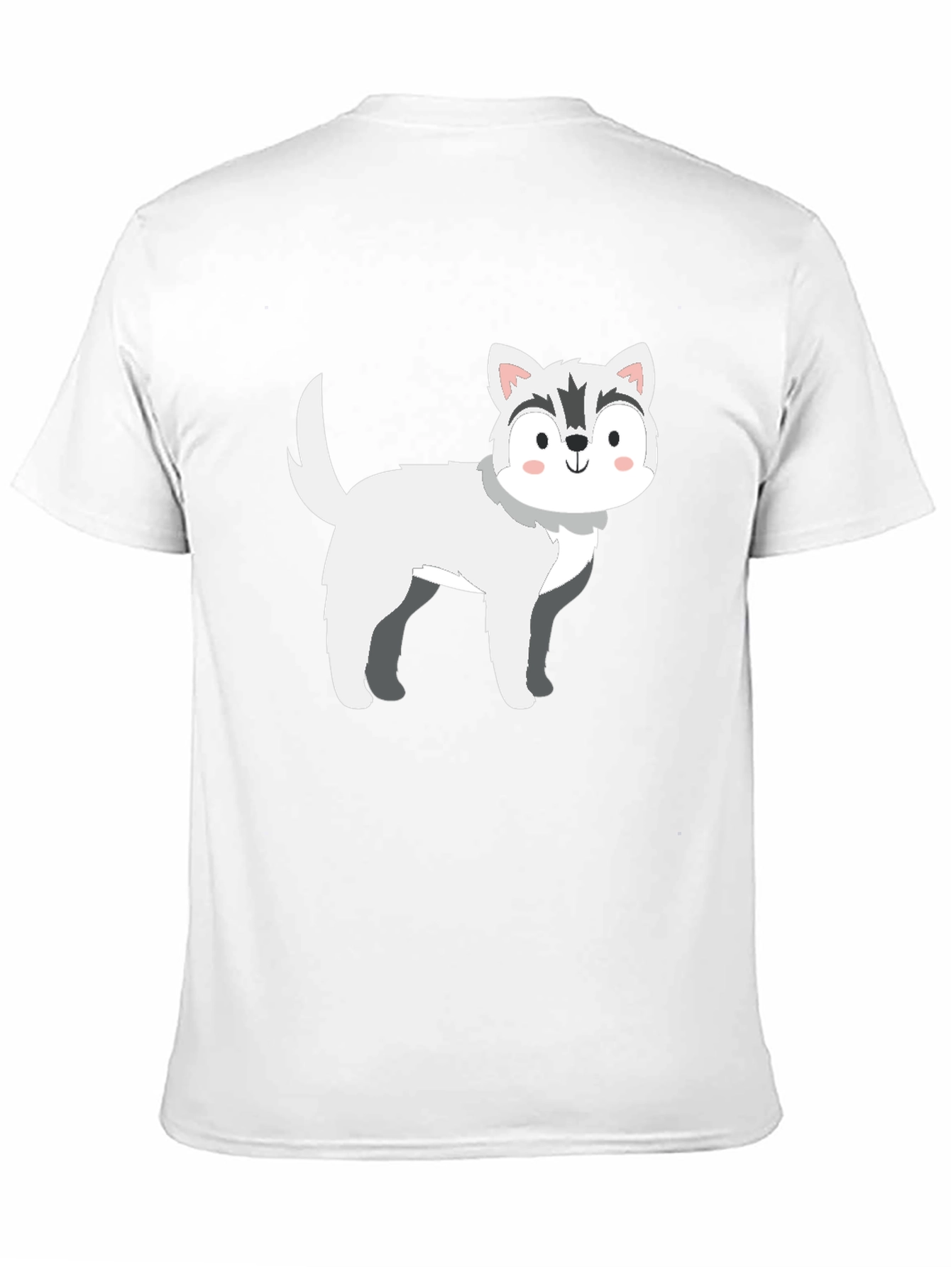 Black Cute Cartoon Husky Dog Graphic T-Shirt view 11