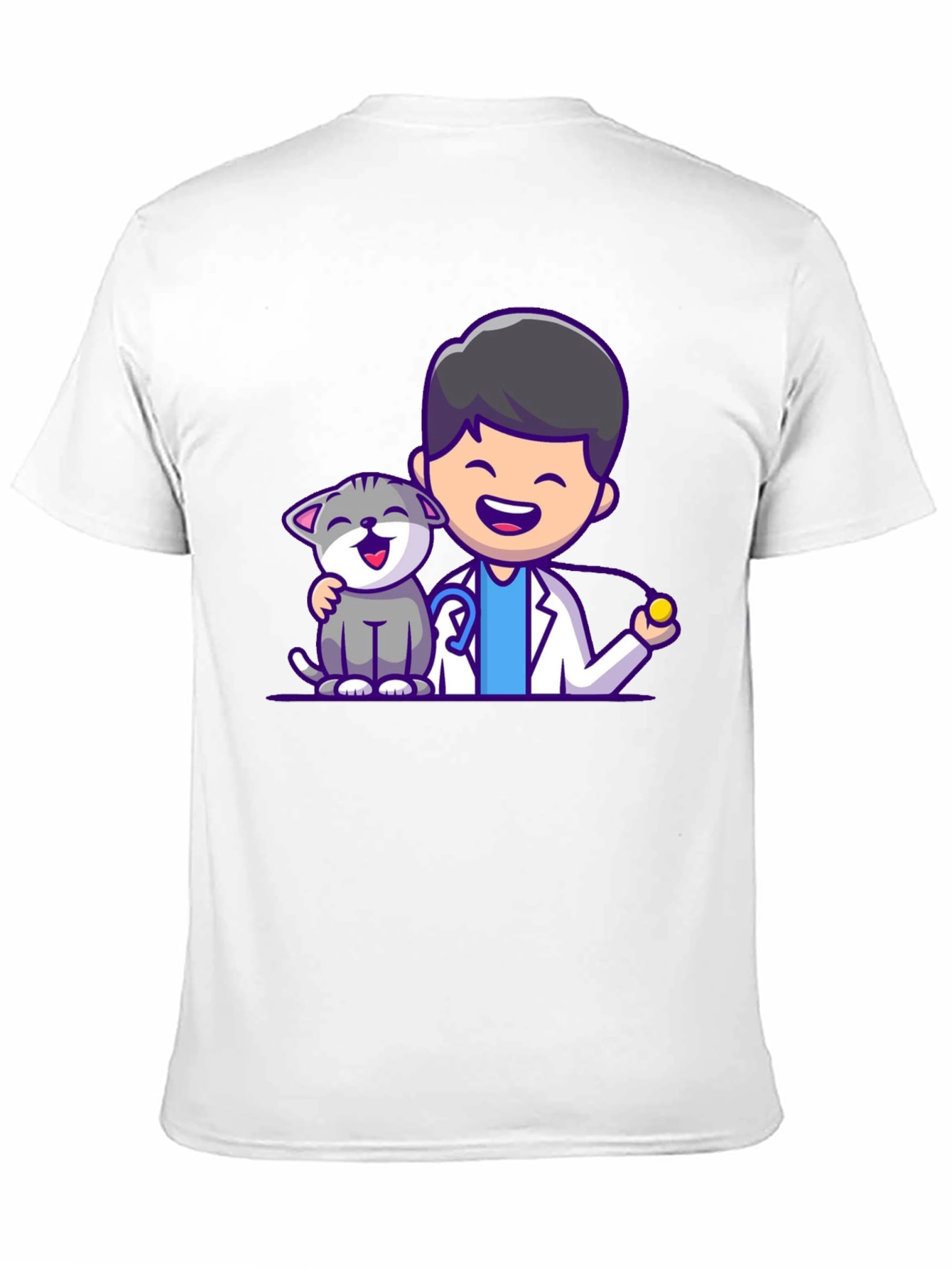 Black Vet & Cat Cartoon T-Shirt - Black view 11