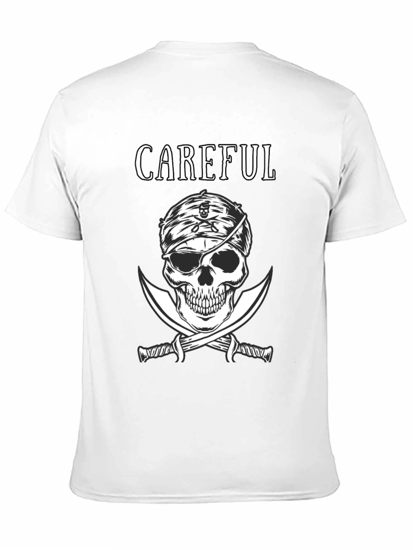 Black Careful Pirate Skull T-Shirt - Edgy Graphic Tee view 11