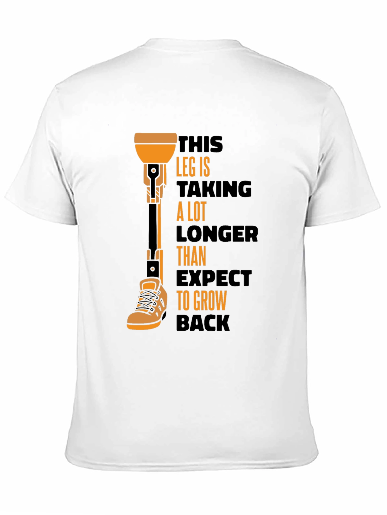 Black Humorous Prosthetic Leg T-Shirt view 11