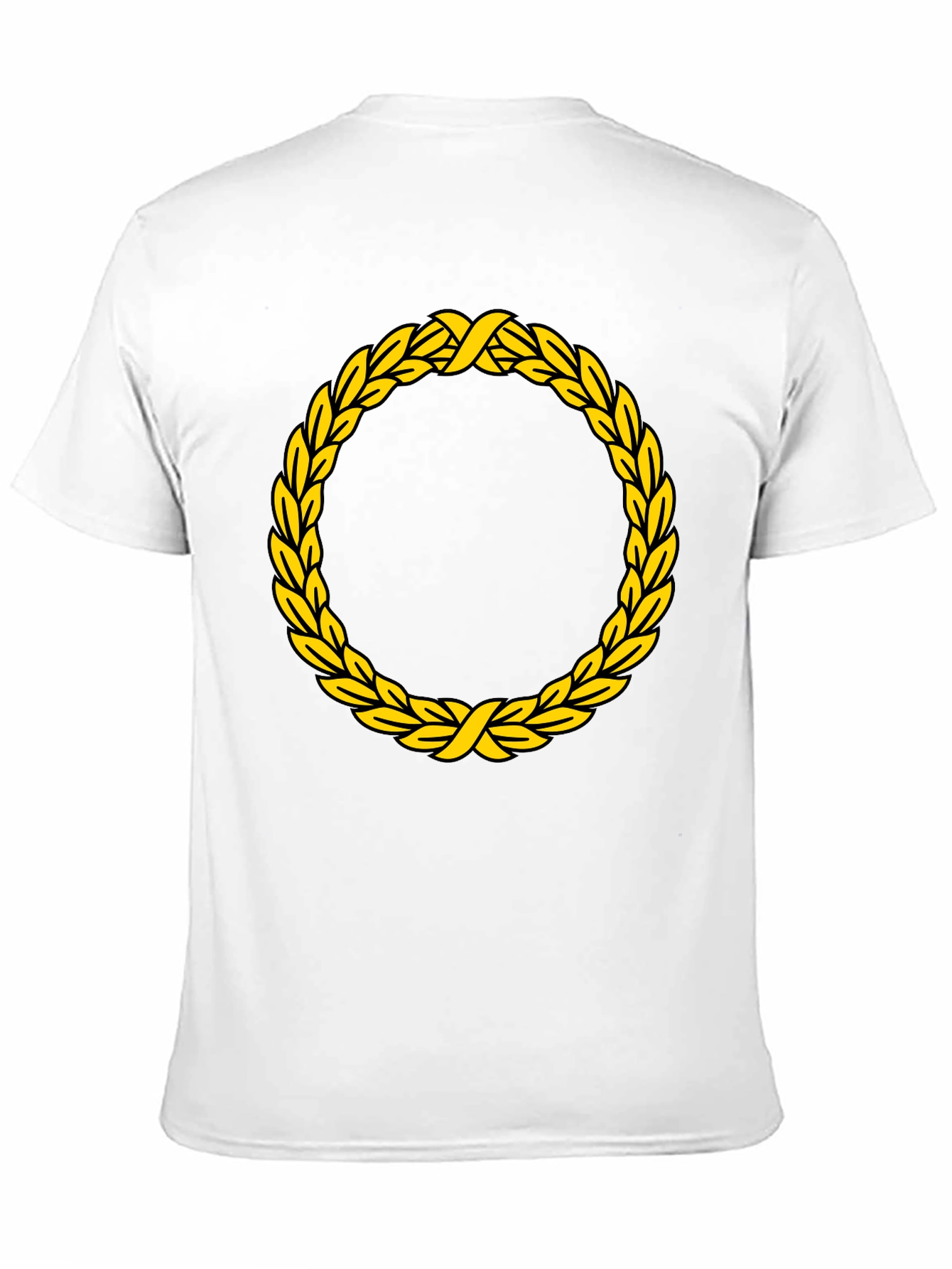 Black Black T-Shirt with Golden Wreath Design view 11