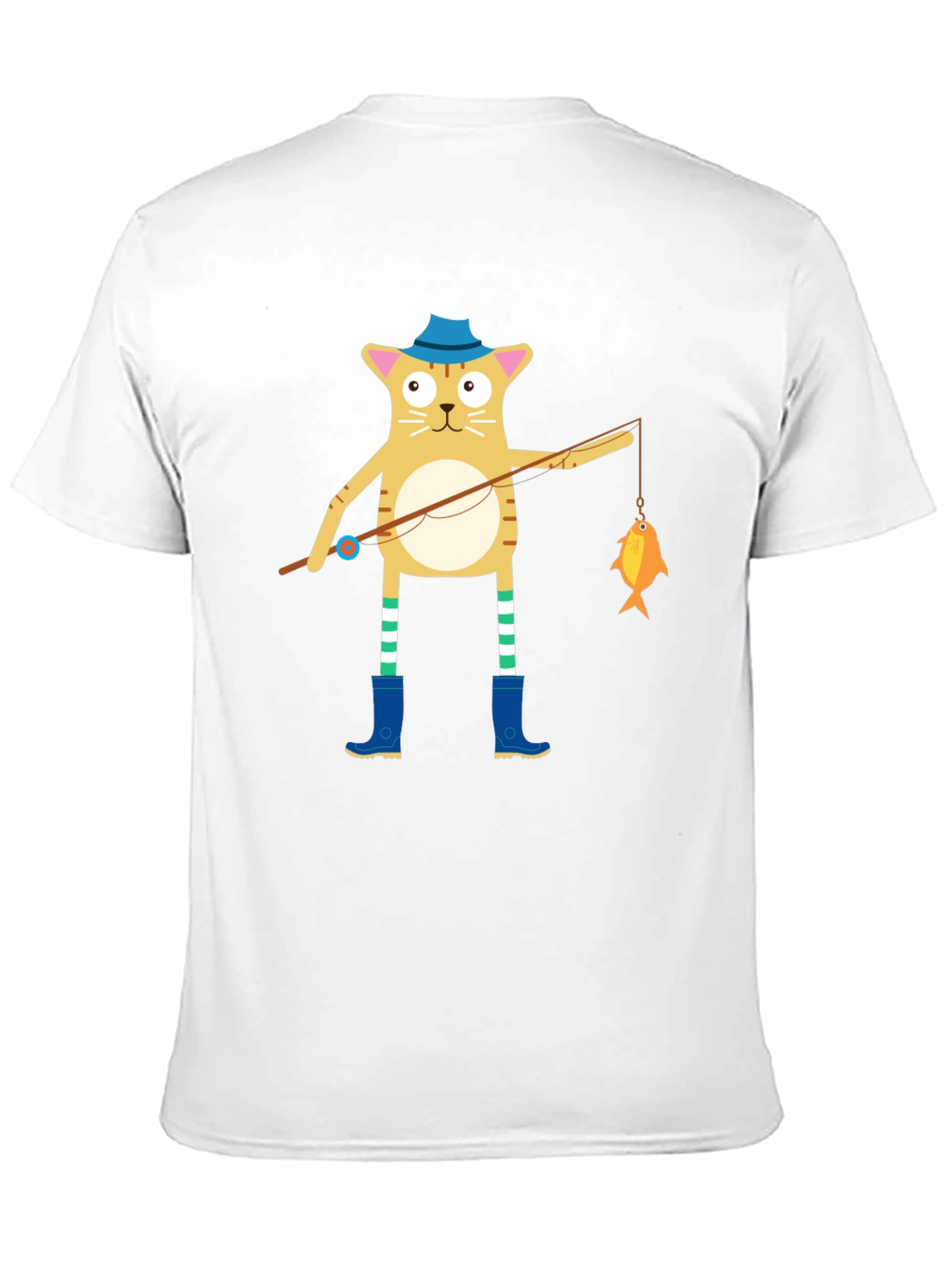Black Cat Fisherman T-Shirt - Cute Cartoon Design view 11