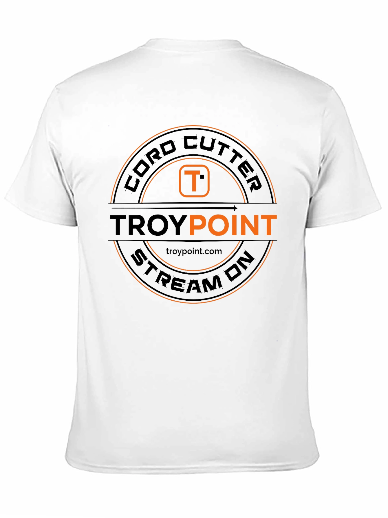 Black Cord Cutter TROYPOINT Stream On Black T-Shirt view 11