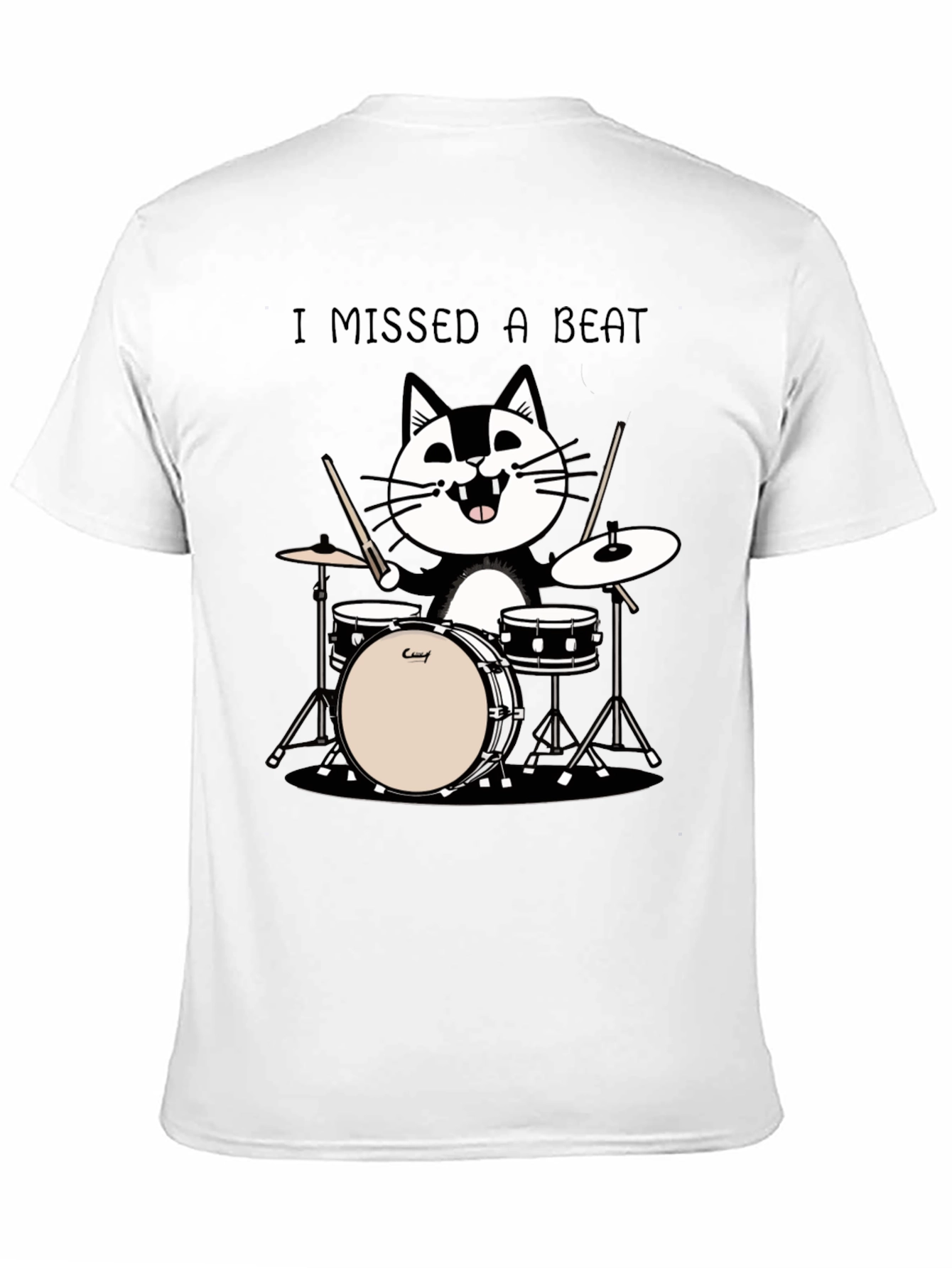 Black I Missed a Beat Cat Drummer T-Shirt view 11