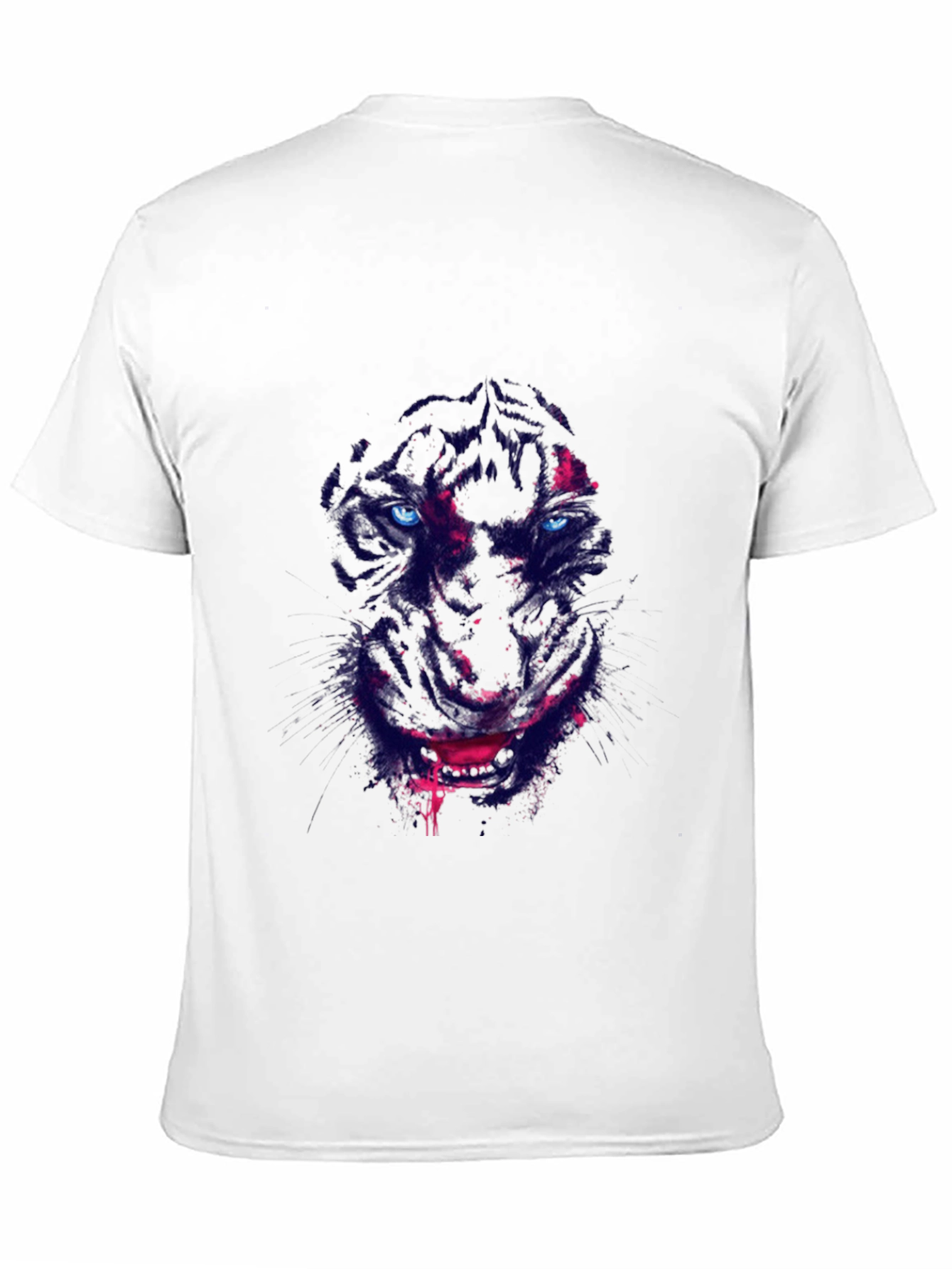 Black Men's Black T-Shirt with Wolf Graphic view 11