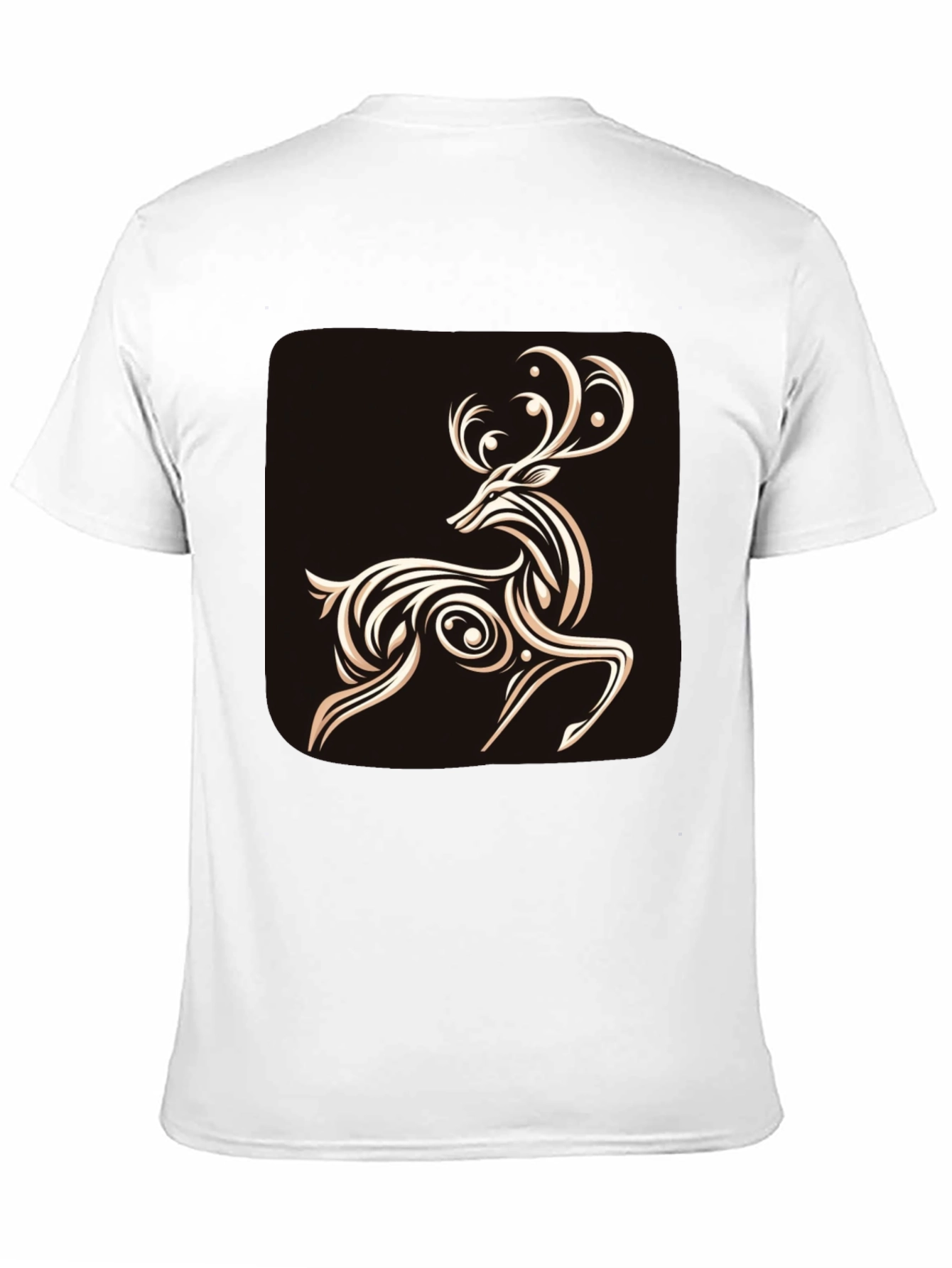 Black Elegant Deer Graphic Tee - Stylish Men's Black T-Shirt view 11
