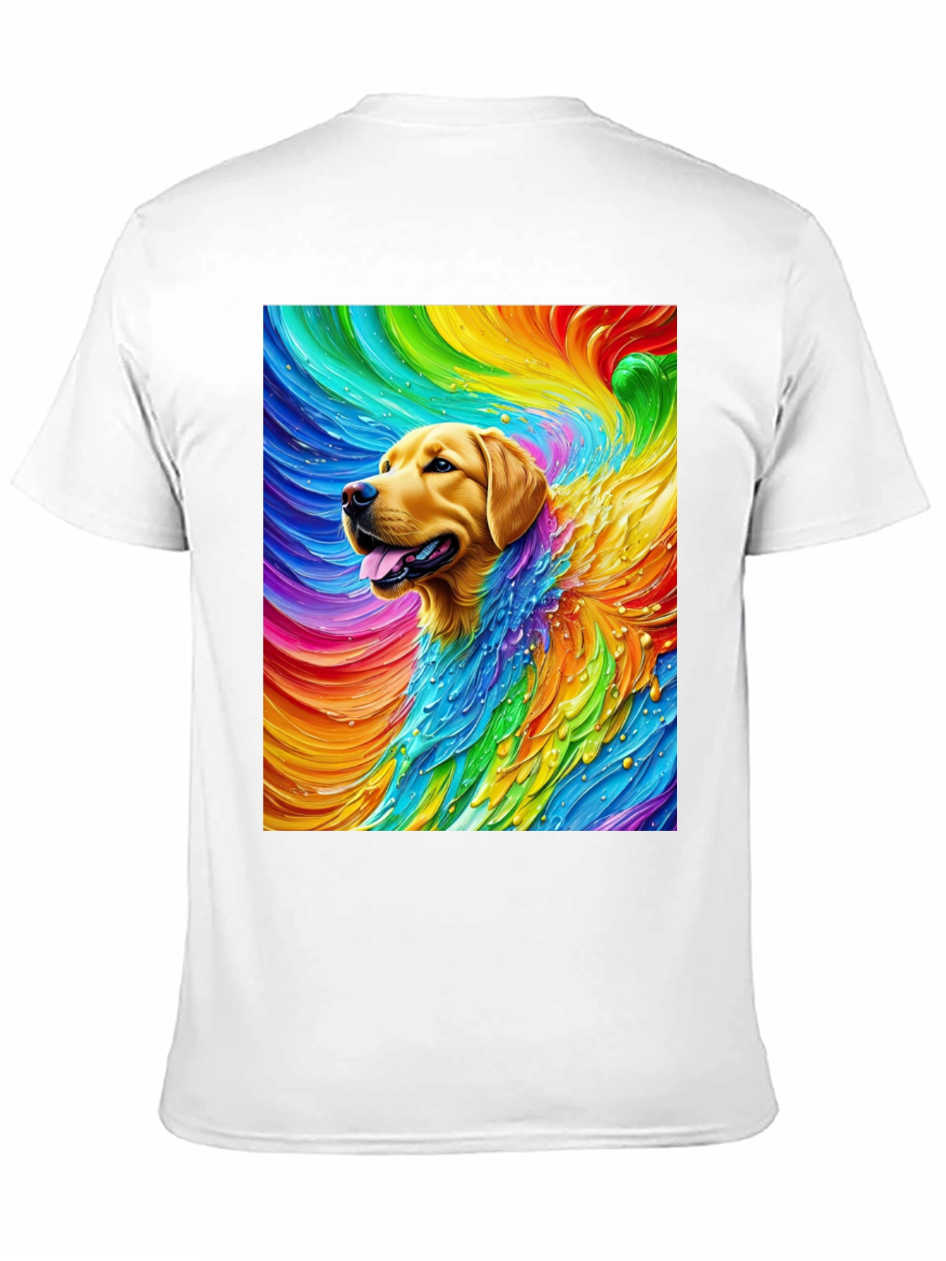Black Rainbow Dog Graphic Tee - Soft Cotton Blend T-Shirt view 11