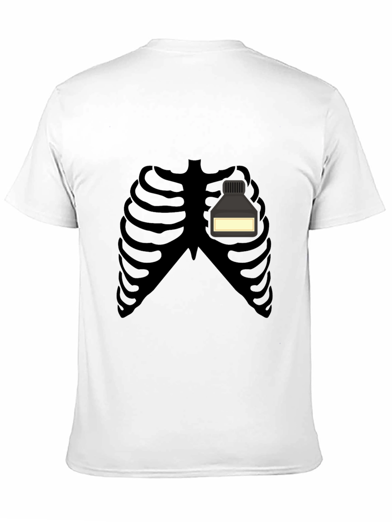 Black Skeleton Rib Cage Ink Bottle Funny Graphic T-Shirt view 11