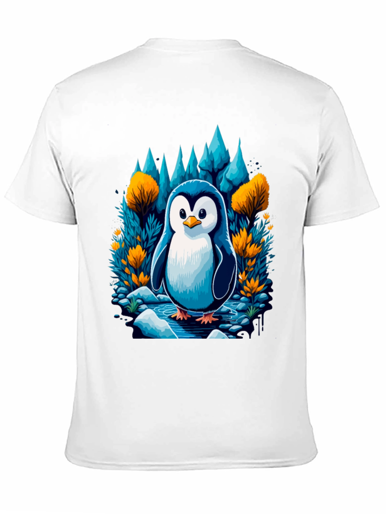 Black Penguin in Forest T-Shirt view 11