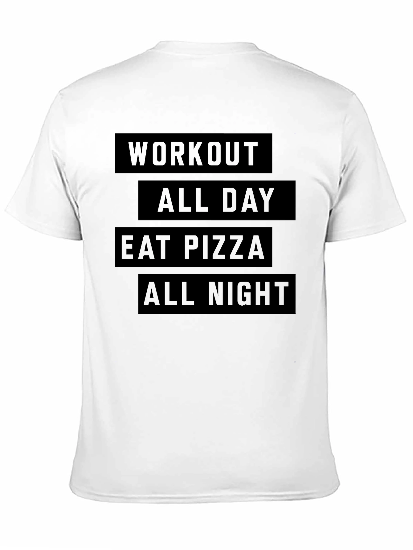 Black Workout, Pizza, All Night Black T-Shirt view 11