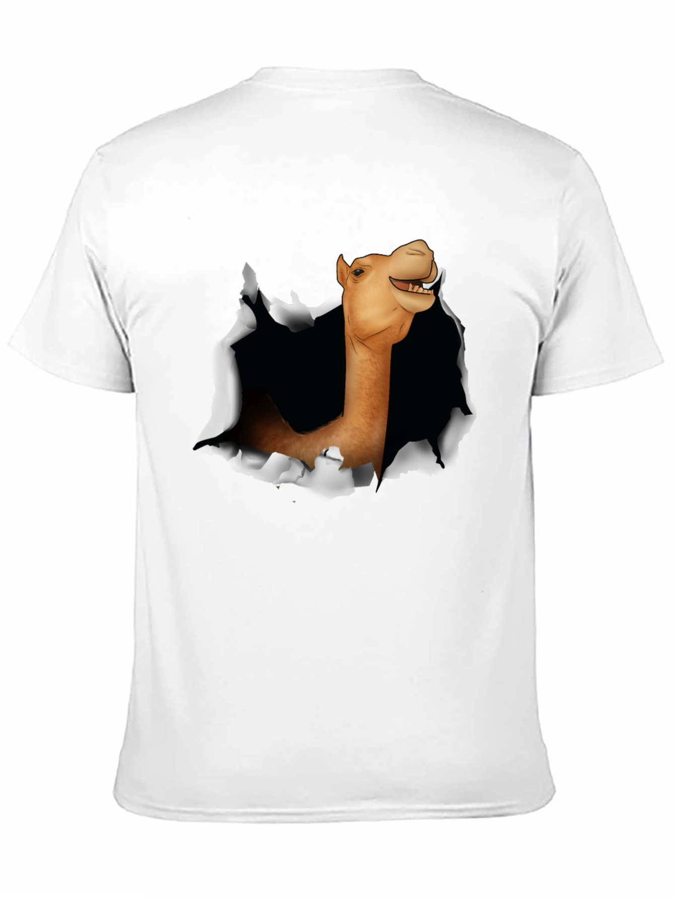 Black Camel Head Ripping Through Black T-Shirt view 11