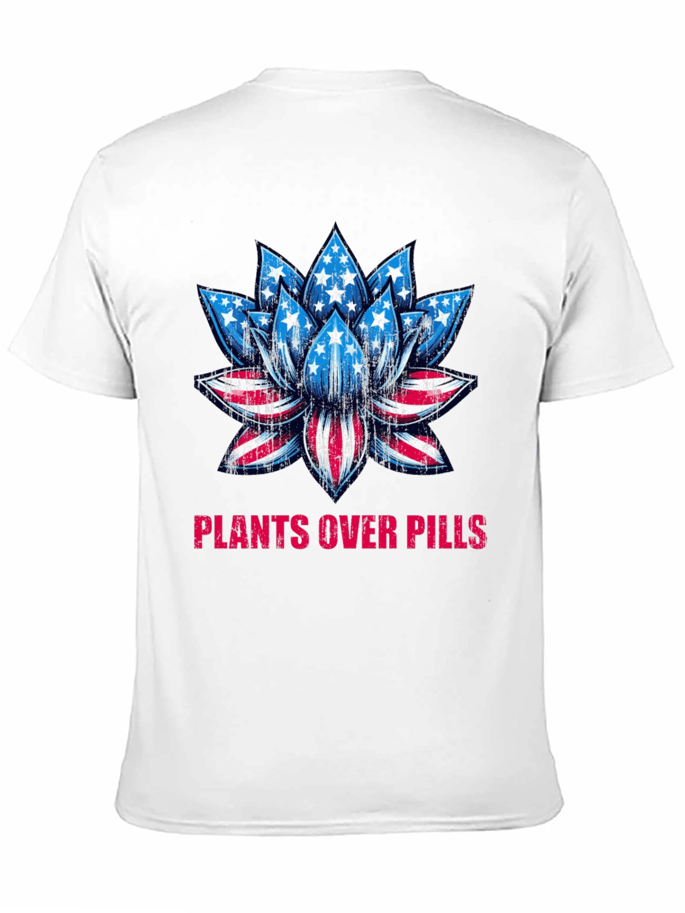 Black Plants Over Pills American Flag Lotus T-Shirt view 11