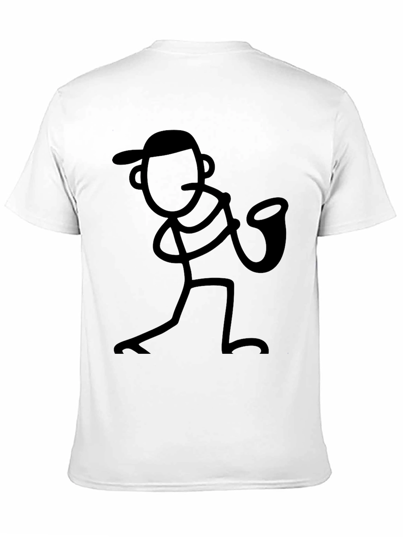 Black Cool Black Stick Figure Saxophone Player T-Shirt view 11