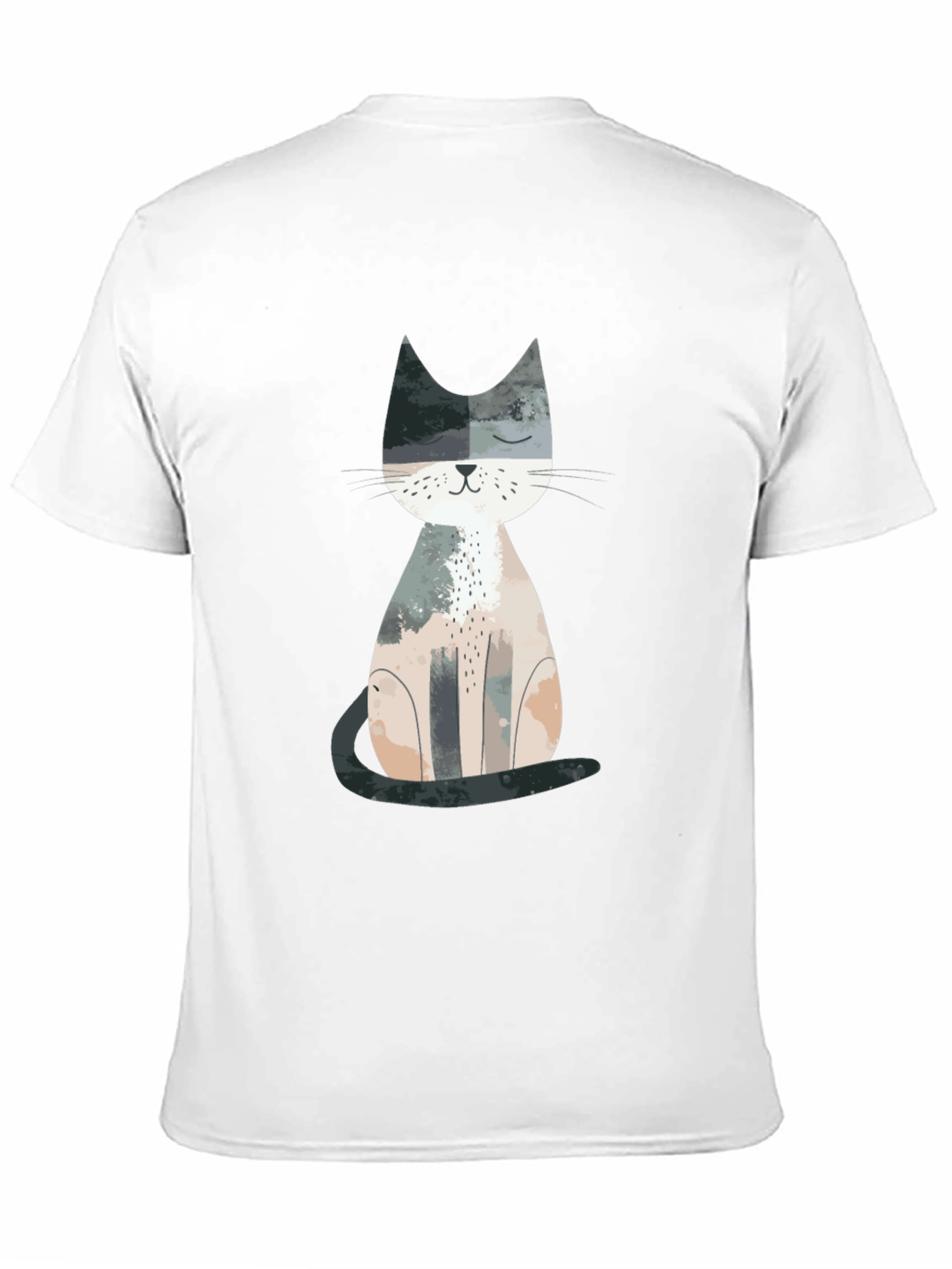 Black Cute Cat Graphic Print Crew Neck T-Shirt view 11
