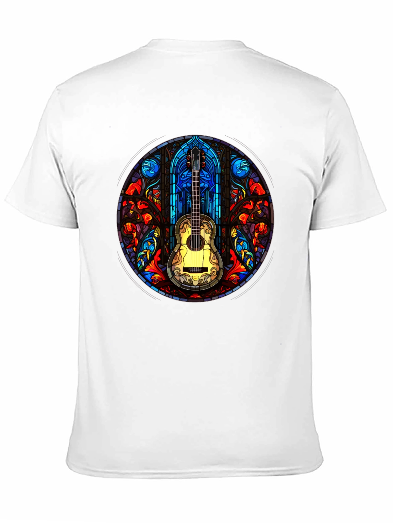 Black Stained Glass Guitar T-Shirt view 11