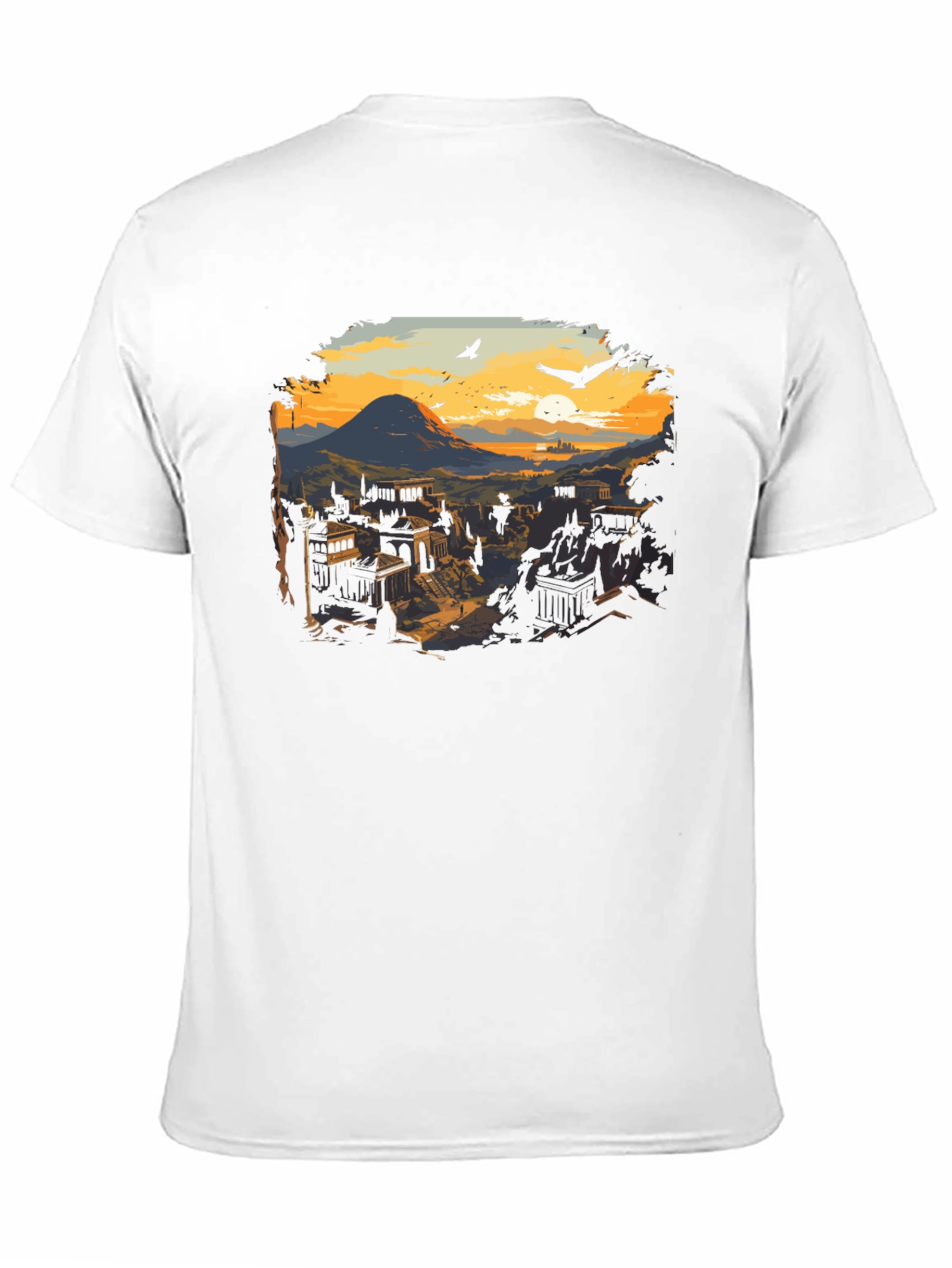 Black Ancient City Sunset T-Shirt view 11