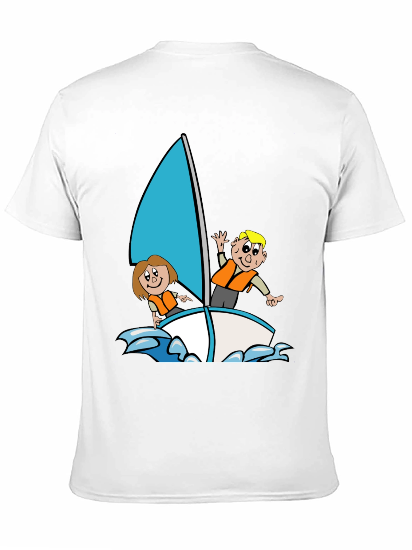 Black Cartoon Sailboat Graphic T-Shirt - Black Crew Neck view 11