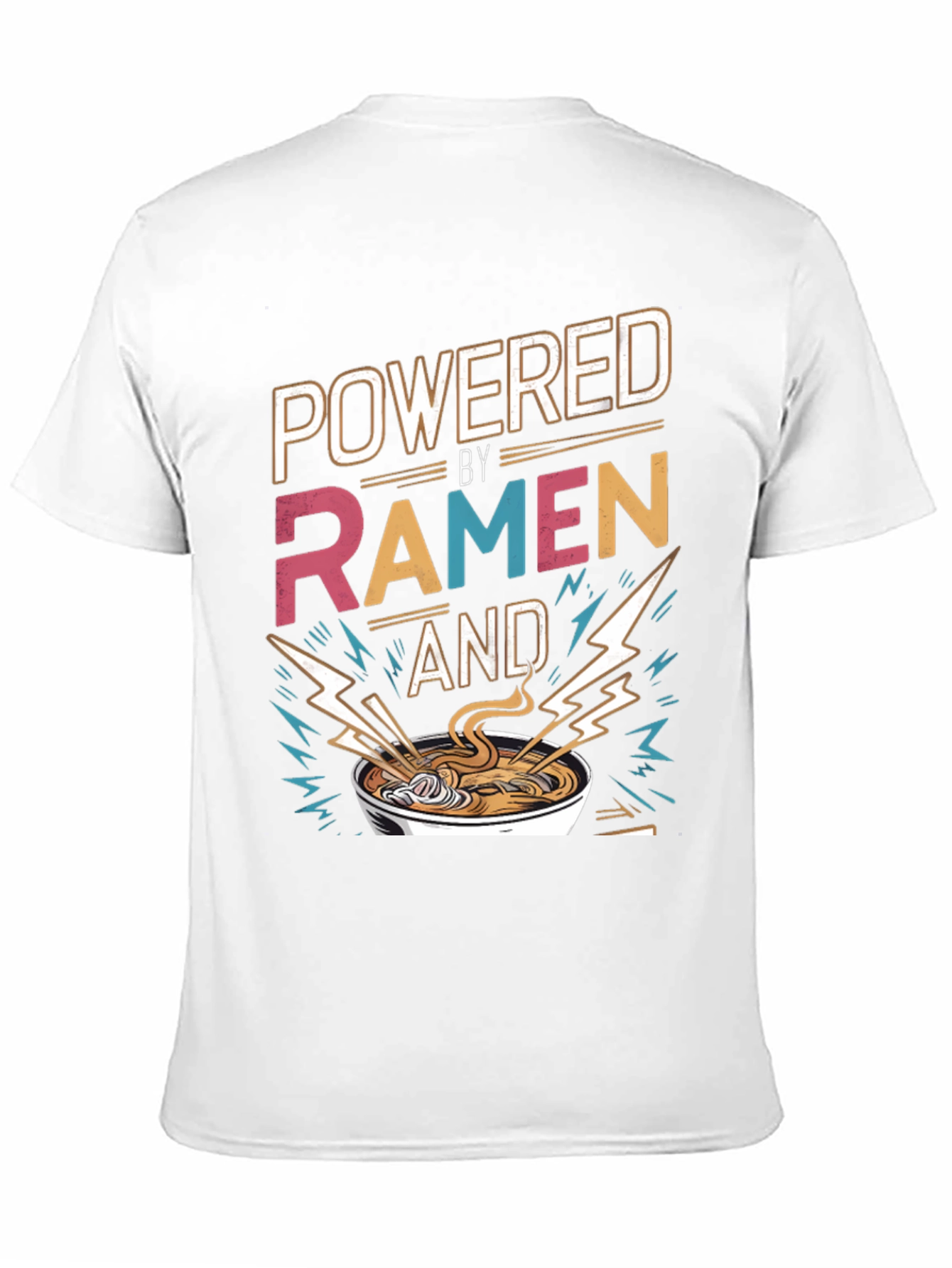 Black Powered By Ramen T-Shirt - Graphic Tee, Foodie Fashion view 11