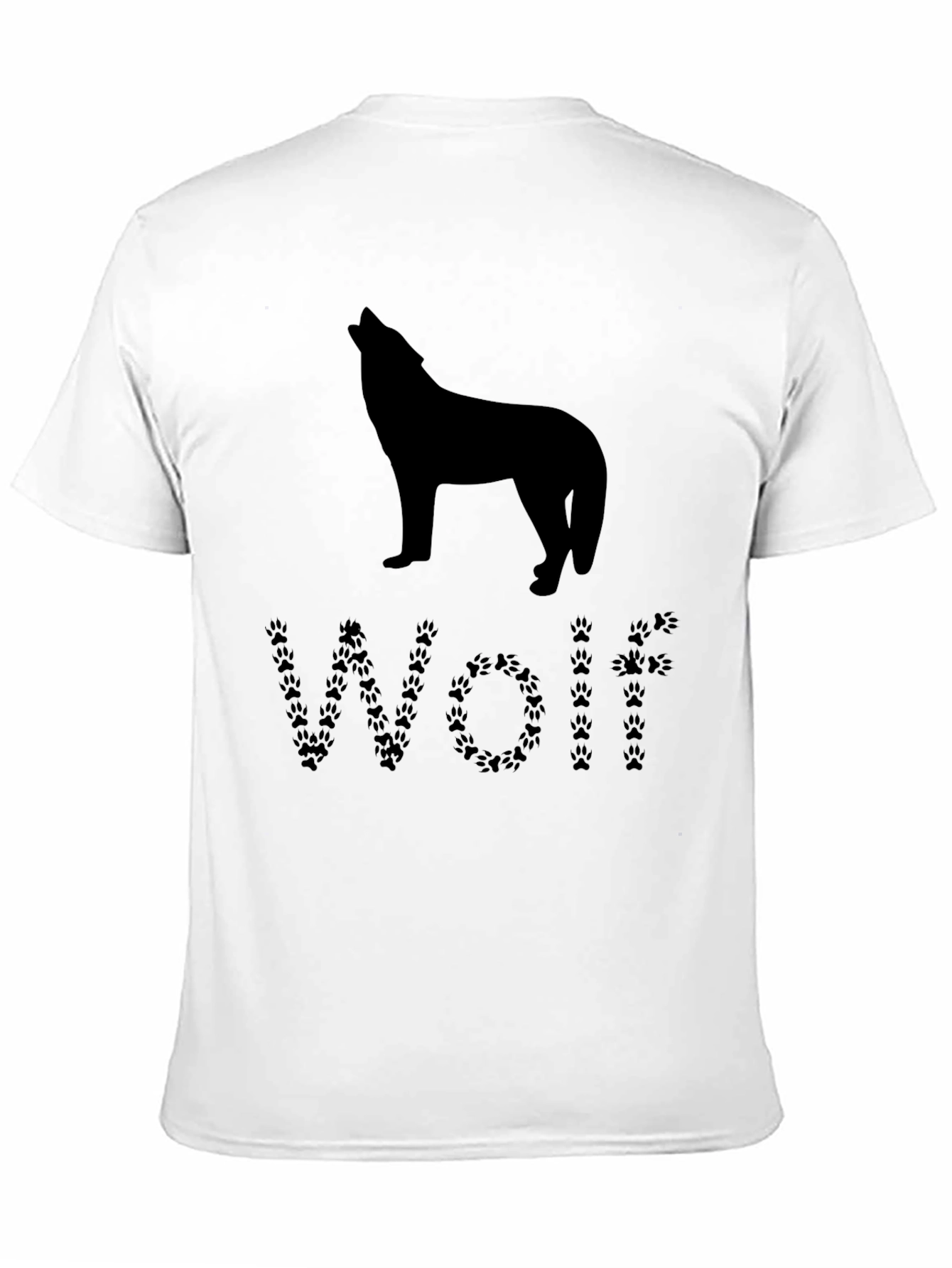 Black Wolf Silhouette Paw Print T-Shirt view 11