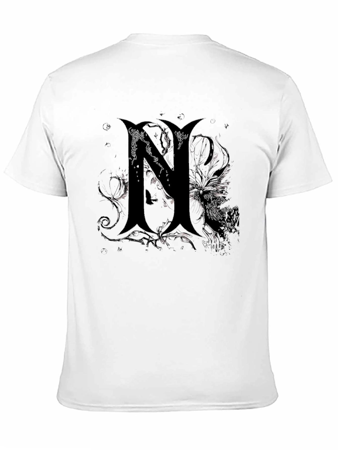 Black Edgy Gothic "N" Graphic Print Black T-Shirt view 11