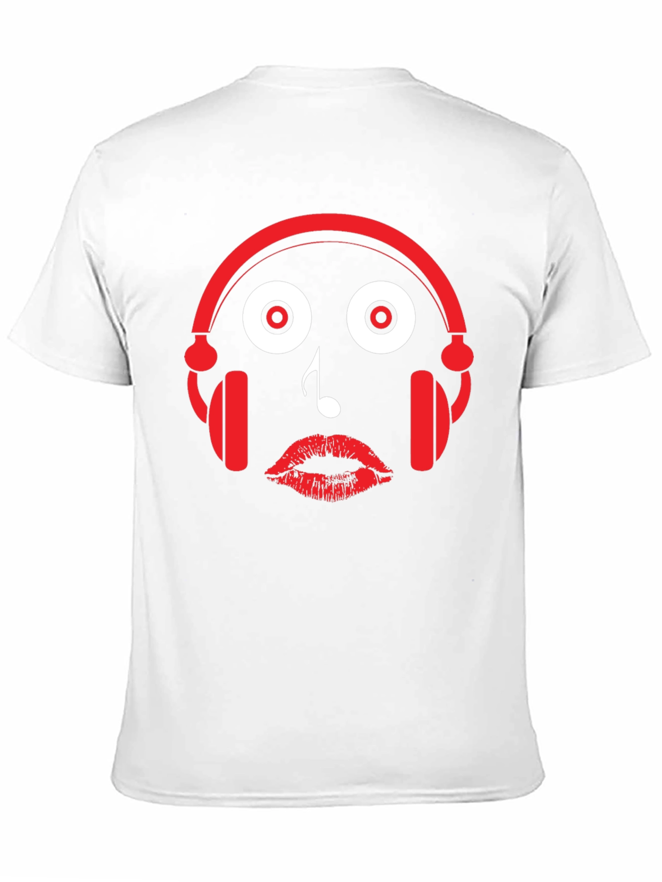 Black Music Lover's Tee: Headphones, Note, Lips Graphic T-Shirt view 11
