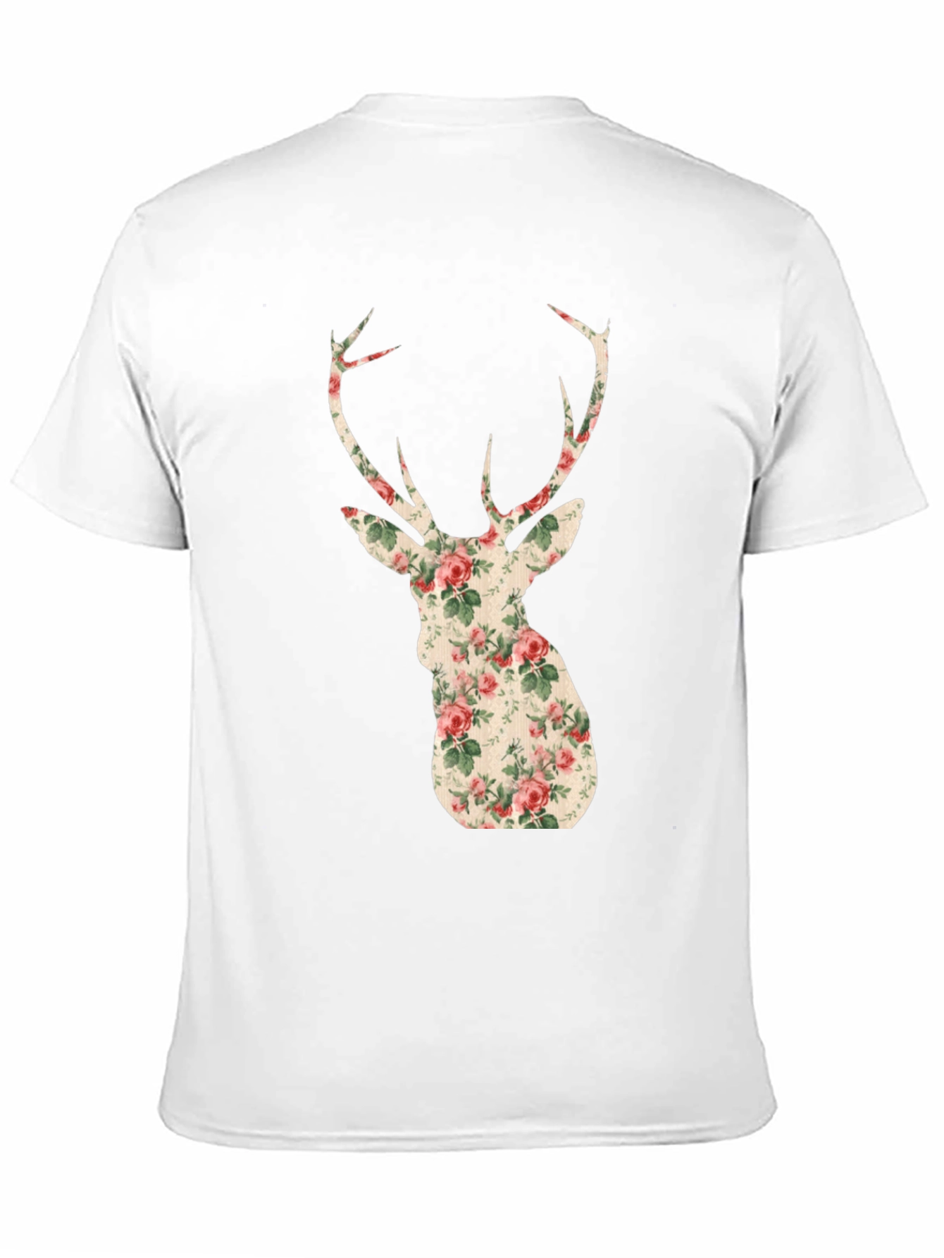 Black Floral Deer Head Graphic Tee - Trendy Animal Print view 11