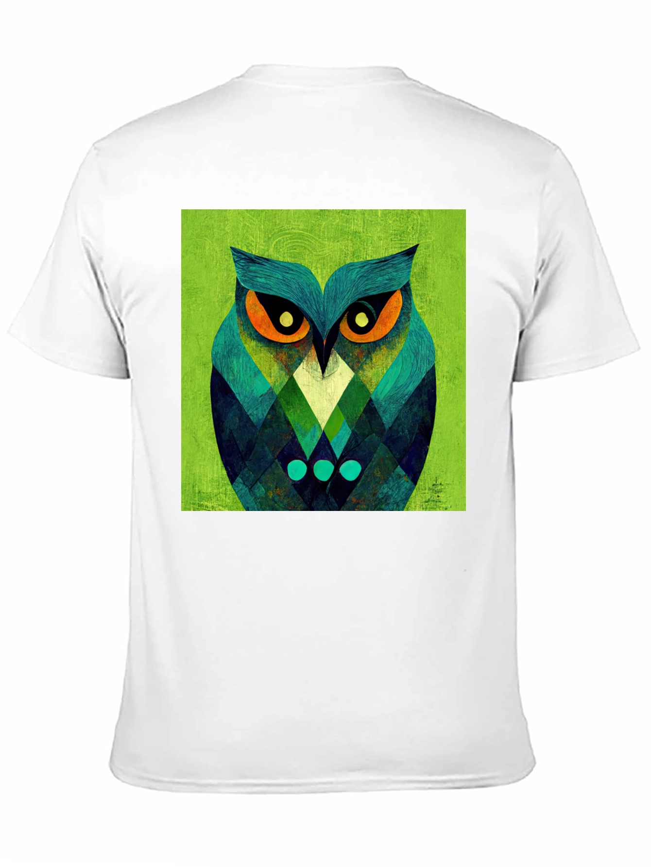 Black Geometric Owl Graphic Tee - Black Cotton Blend view 11